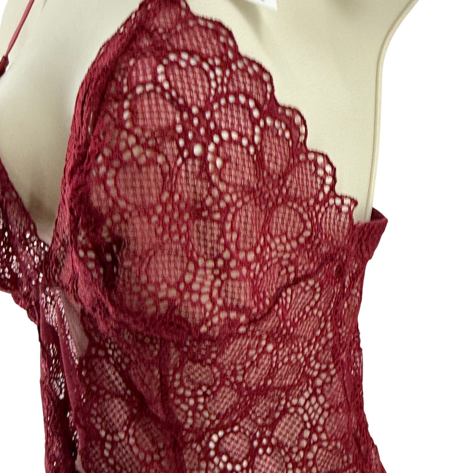 DKNY DKNY Mixed Cases Lace & Mesh Romper Crimson Womens Large Size ONE SIZE - 3 Thumbnail