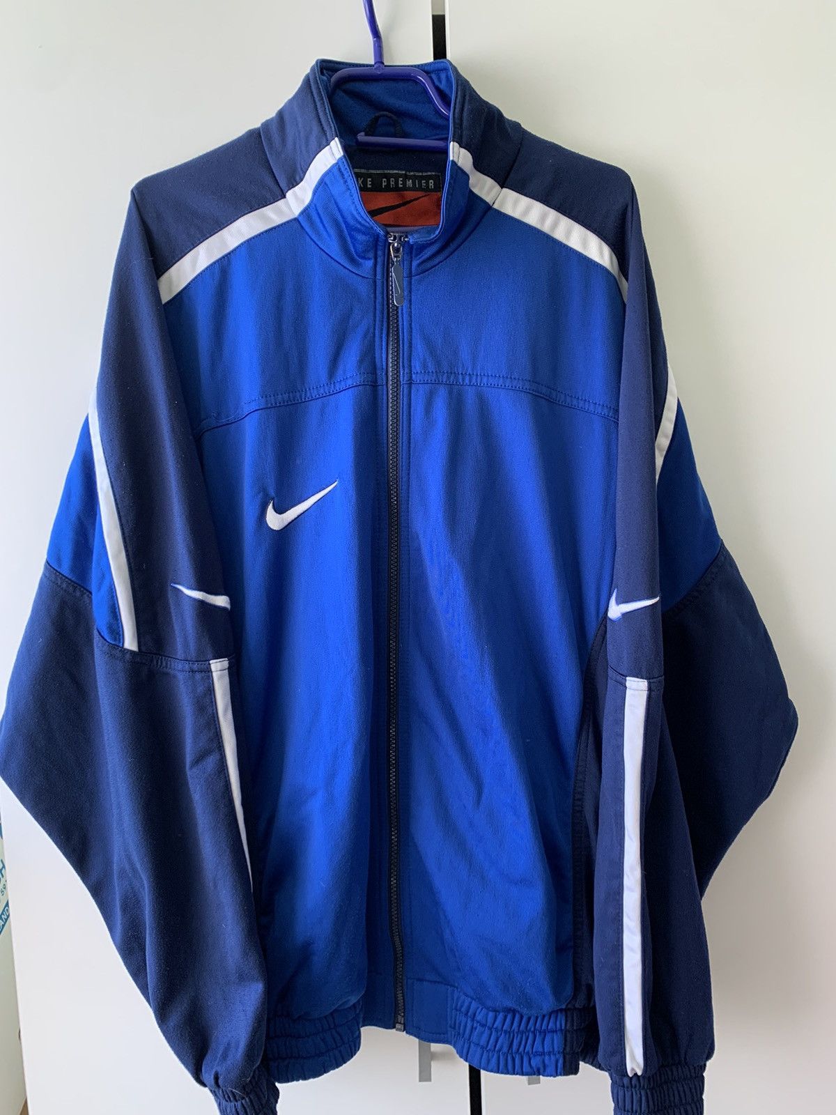 Nike Vintage 2000s Nike Premier Tracksuit Jacket Blue White XL Size US XL / EU 56 / 4 - 1 Thumbnail