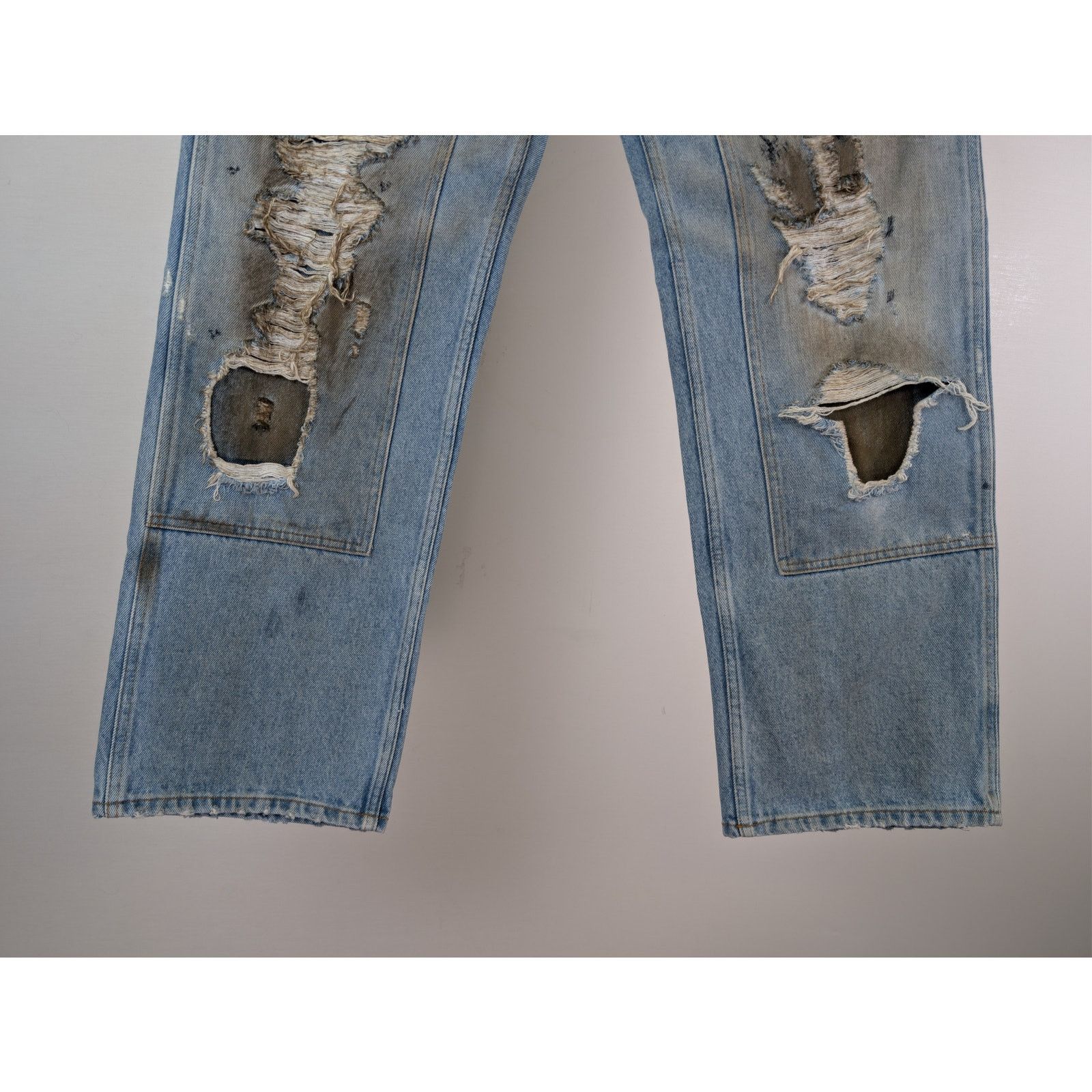 Maison Margiela o1rshd1 distressed straight-leg denim jeans blue used wash Size US 30 / EU 46 - 3 Thumbnail