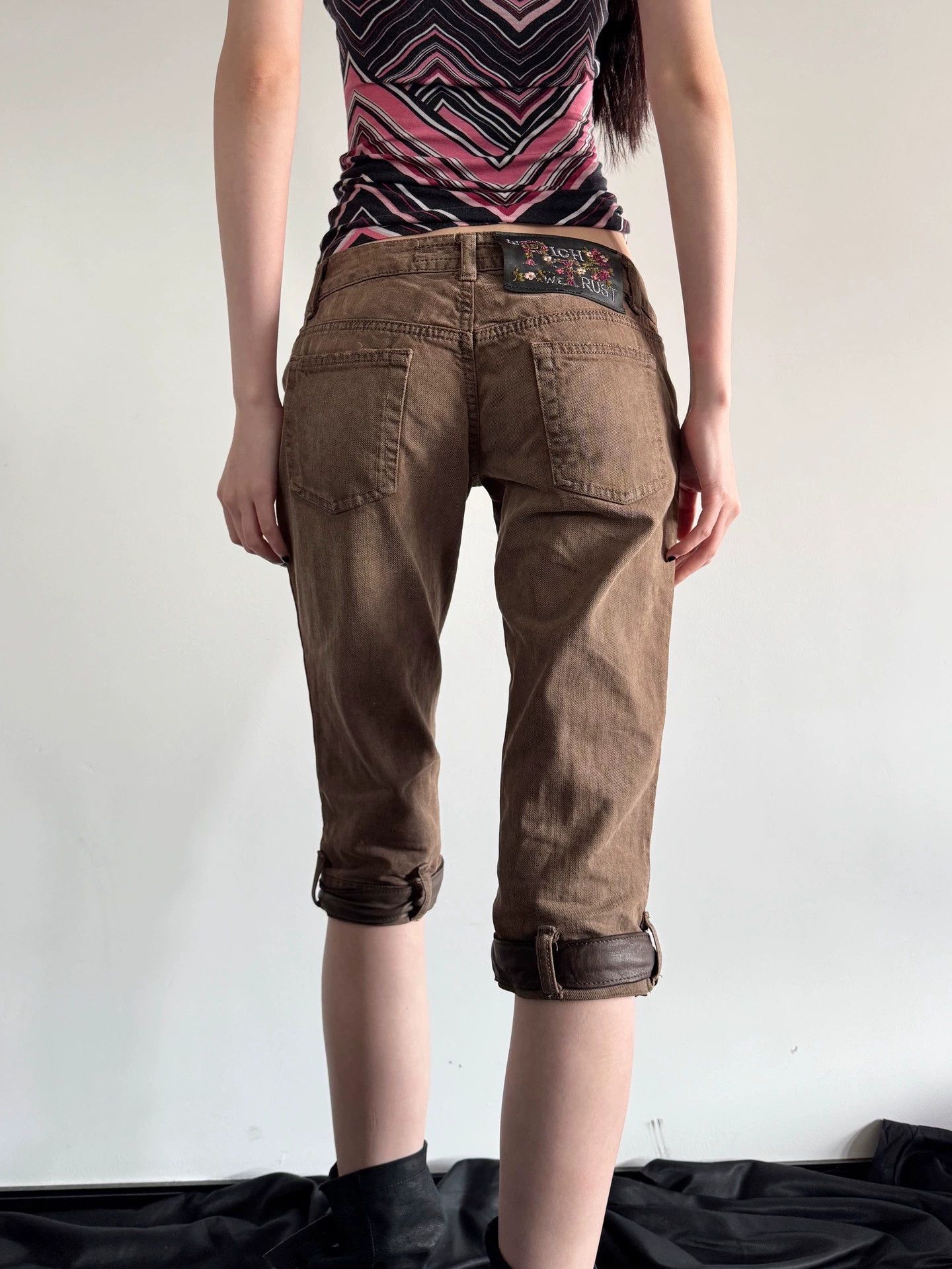 Vintage UK Brand Vintage Denim & Leather Mid-Shorts S Size 26" / US 2 / IT 38 - 8 Thumbnail