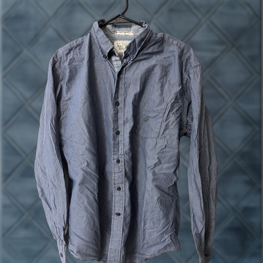 Nautica VINTAGE Nautica Button-Down Shirt Sea Voyage Long Sleeve Cotton Blue Large Men Size US L / EU 52-54 / 3 - 1 Thumbnail