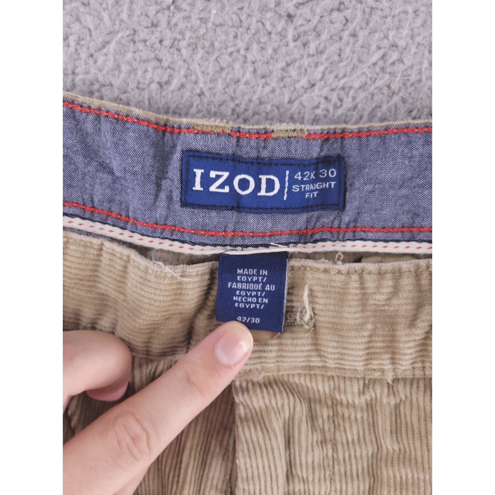 Izod IZOD Pants Mens 40x27 Brown Corduroy Cotton Relaxed Fit Chino Size US 40 / EU 56 - 3 Thumbnail