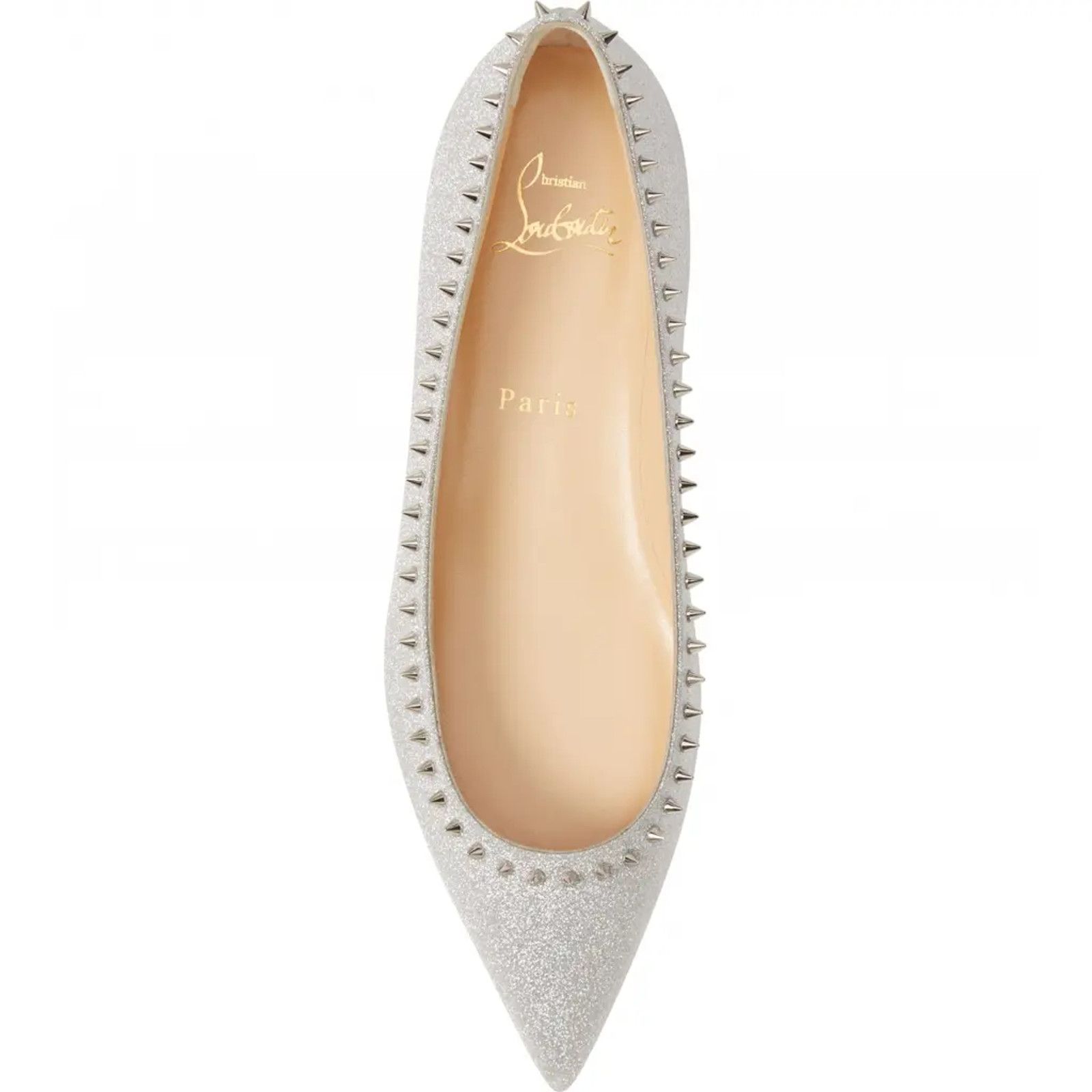 Christian Louboutin Christian Louboutin Anjalina Flat Silver Glitter Spike Size US 8.5 / IT 38.5 - 6 Thumbnail