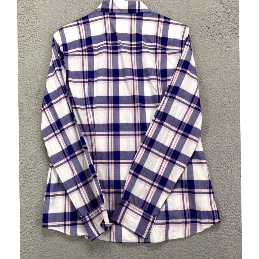 J.Crew J.CREW Button-Up Shirt Womens Medium Purple Plaid Long Sleeve Pockets Ladies Size M / US 6-8 / IT 42-44 - 3 Thumbnail