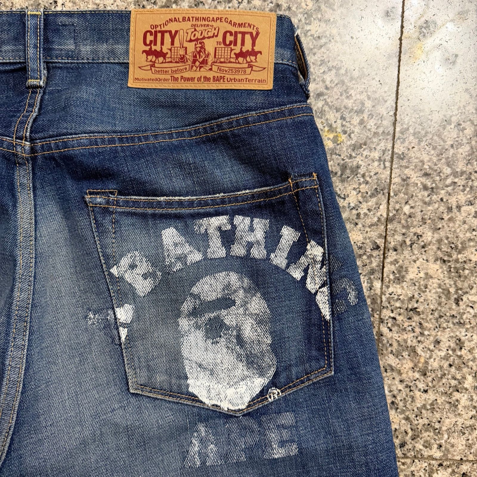Bape A Bathing Ape bape paint spell out ape logo design jeans Size US 31 - 3 Thumbnail