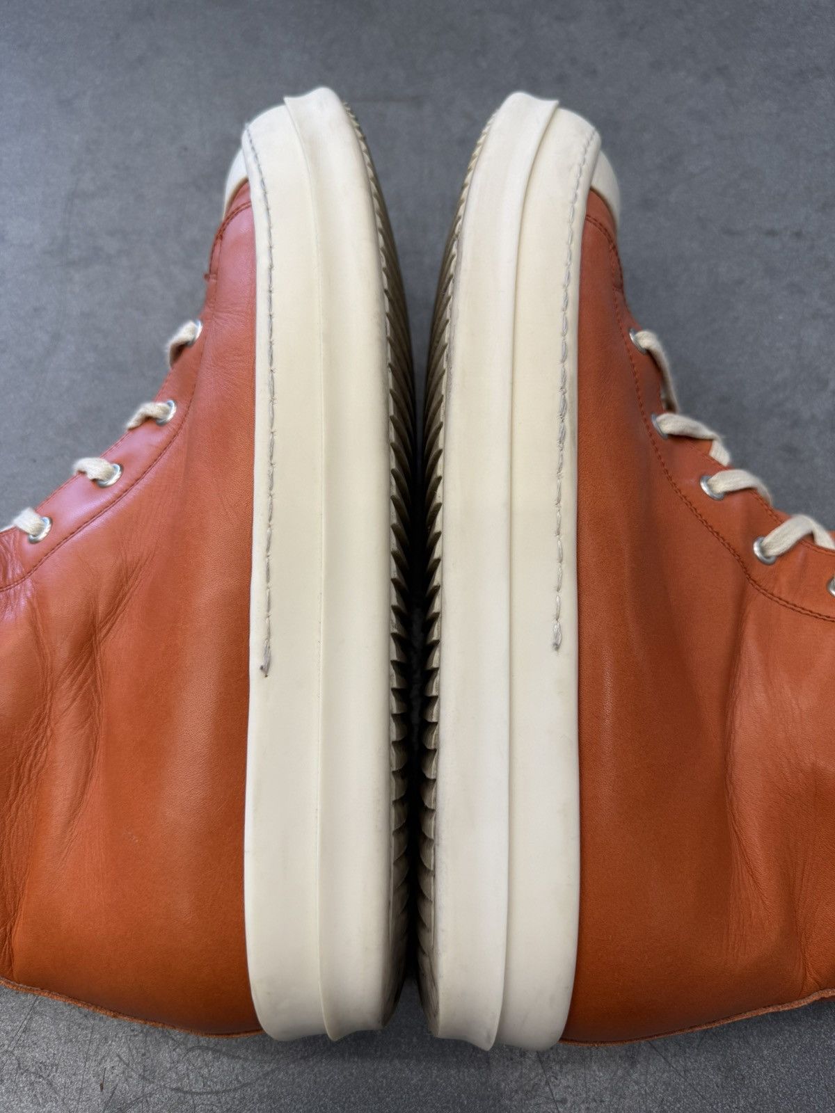 Rick Owens Rick Owens Orange Ramones Mainline Leather High Top Size US 12 / EU 45 - 7 Thumbnail