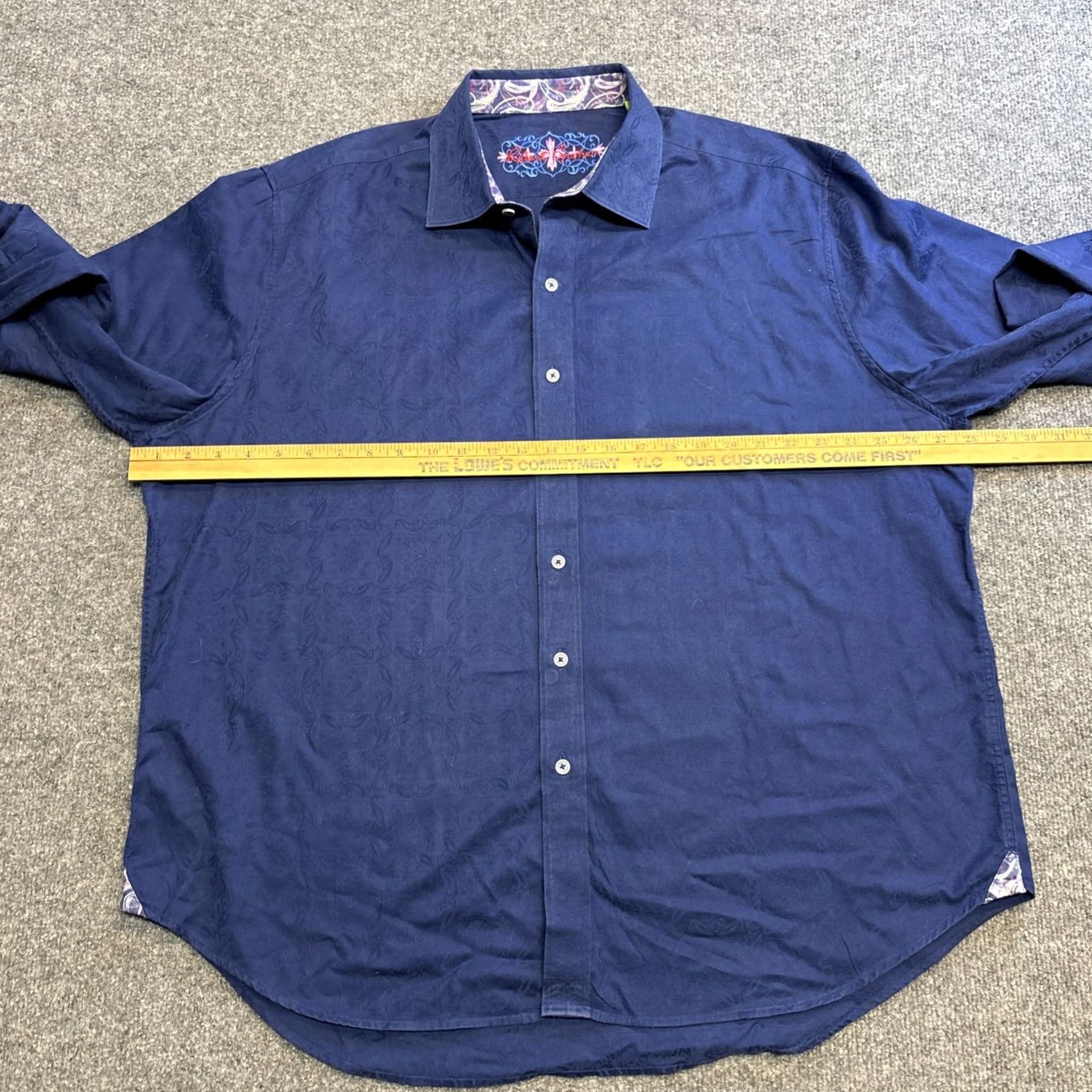 Robert Graham Robert Graham Men's Button-Up Dress Shirt 3X Blue Jacquard Paisley Classic Fit Long Sleeve Shirt 3XL Men's Big & Tall Size 48R - 6 Thumbnail