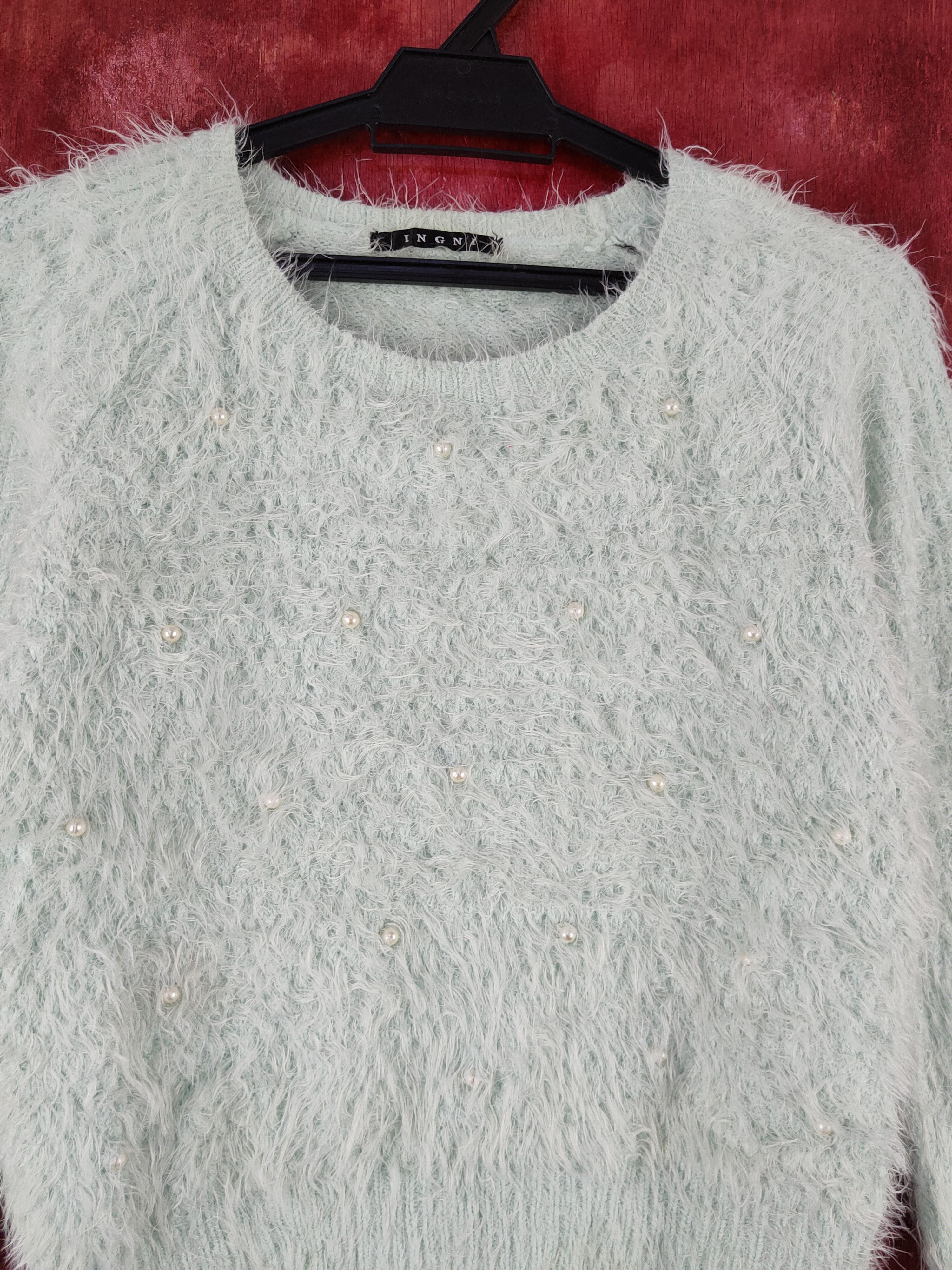 Japanese Brand × Vintage Ingni Mint Green Shag Shaggy Fur Mohair Knitwear #S2082 Size XS / US 0-2 / IT 36-38 - 2 Thumbnail