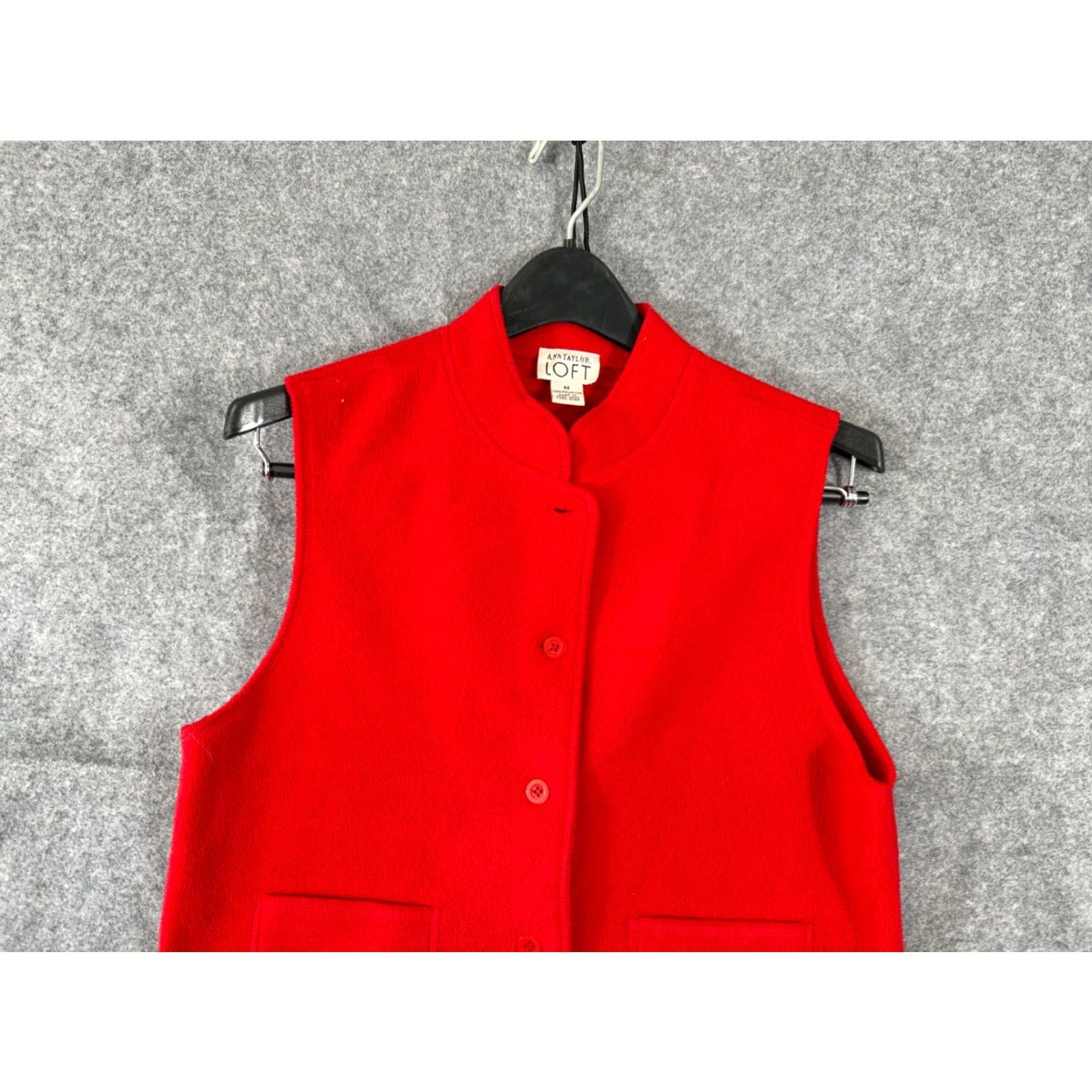 Ann Taylor VINTAGE Ann Taylor Loft Vest Womens M Red Button Front Pockets Fleece 90s Classic Casual Size M / US 6-8 / IT 42-44 - 2 Thumbnail