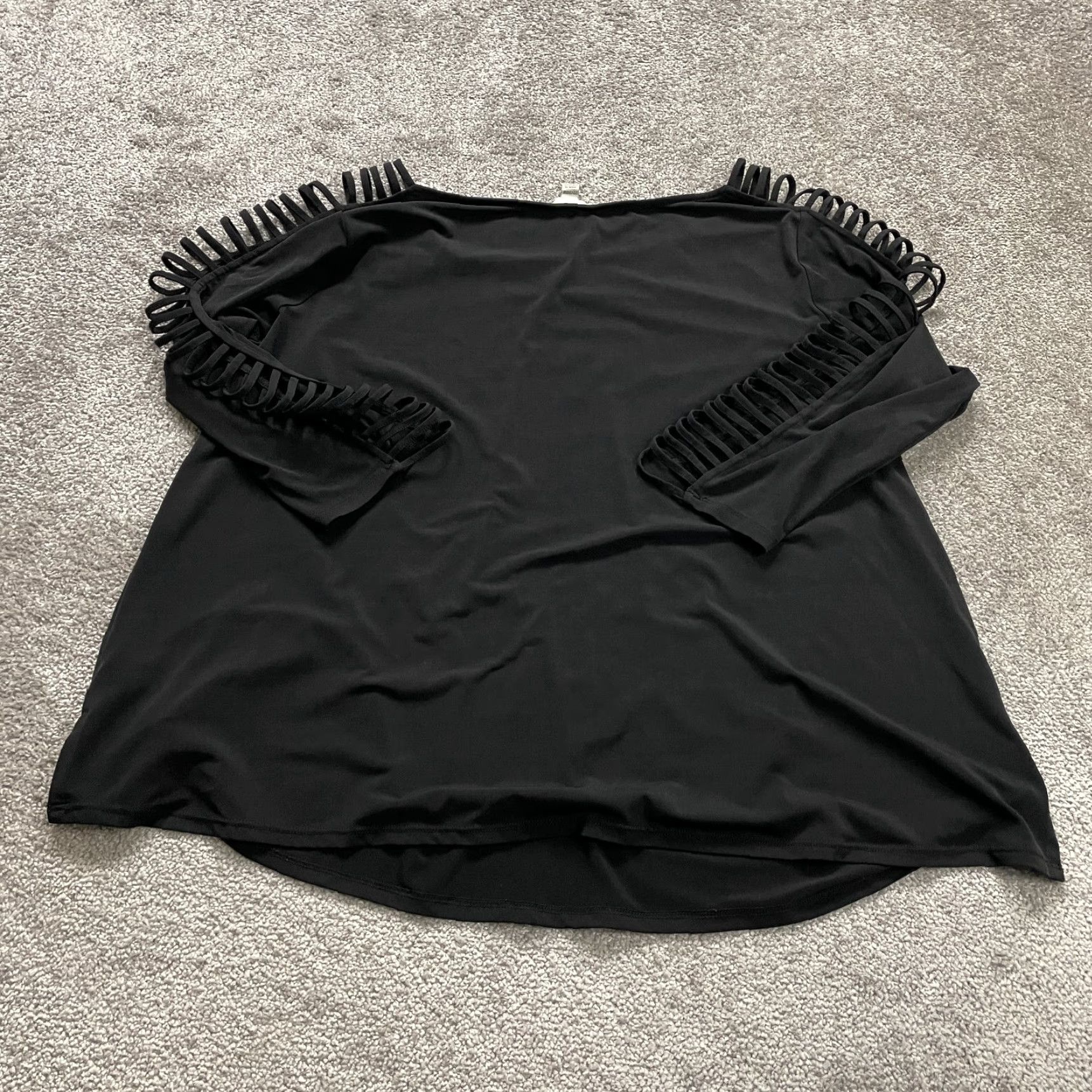 Vintage Cato Blouse Tunic Womens 18W Plus Black Long Sleeve Round Neck Casual Stretch Fit Regular Size XXL / US 16-18 / IT 52-54 - 2 Thumbnail