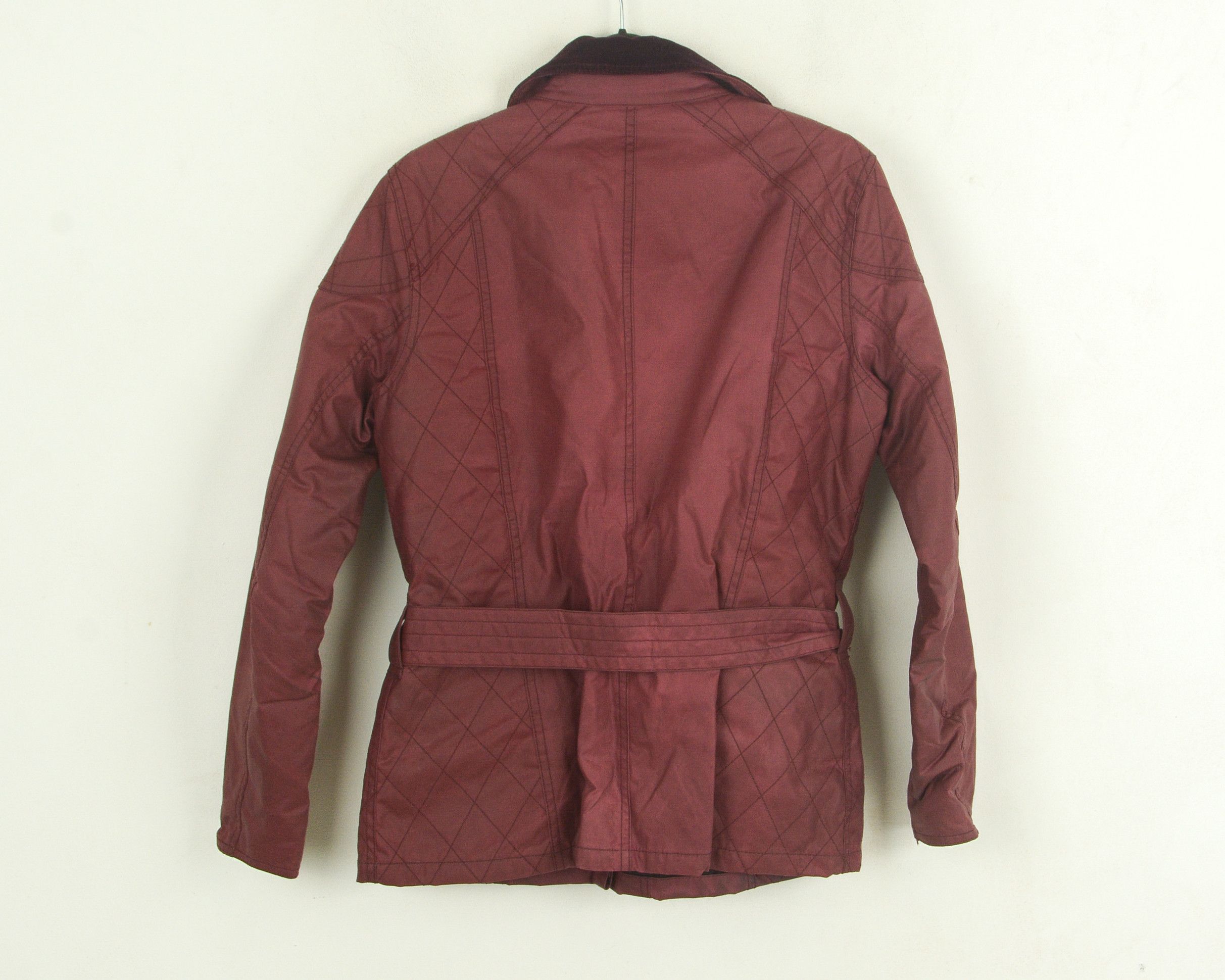 Barbour Women's UK 14 Waxed Cotton Jacket Burgundy Belted EU 40 Size L / US 10 / IT 46 - 5 Thumbnail