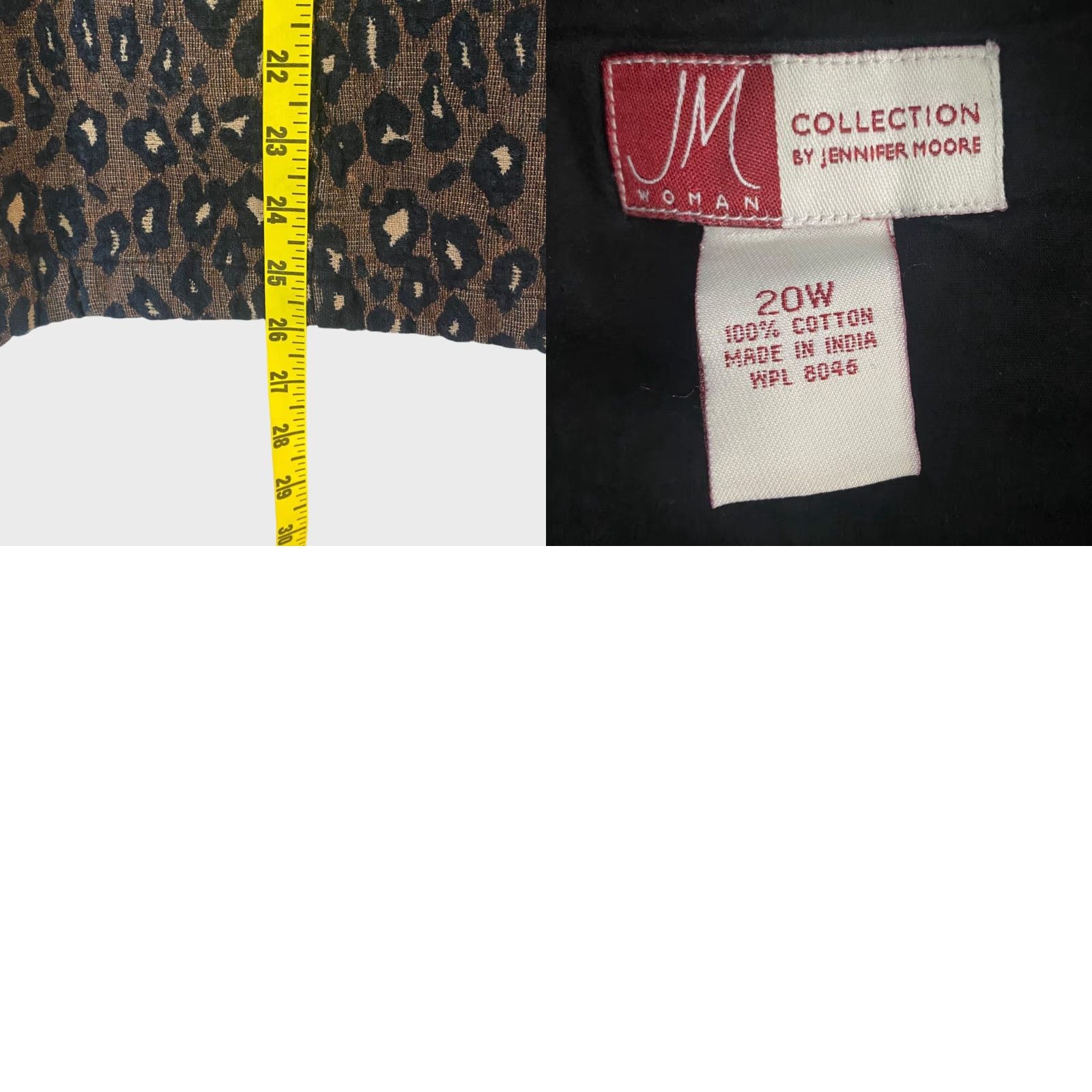 Vintage VINTAGE Jennifer Moore Vest Full Zip Womens Plus 20W Brown Cheetah Textured Leopard Print 100% Cotton Size 3XL / US 20-22 - 8 Thumbnail