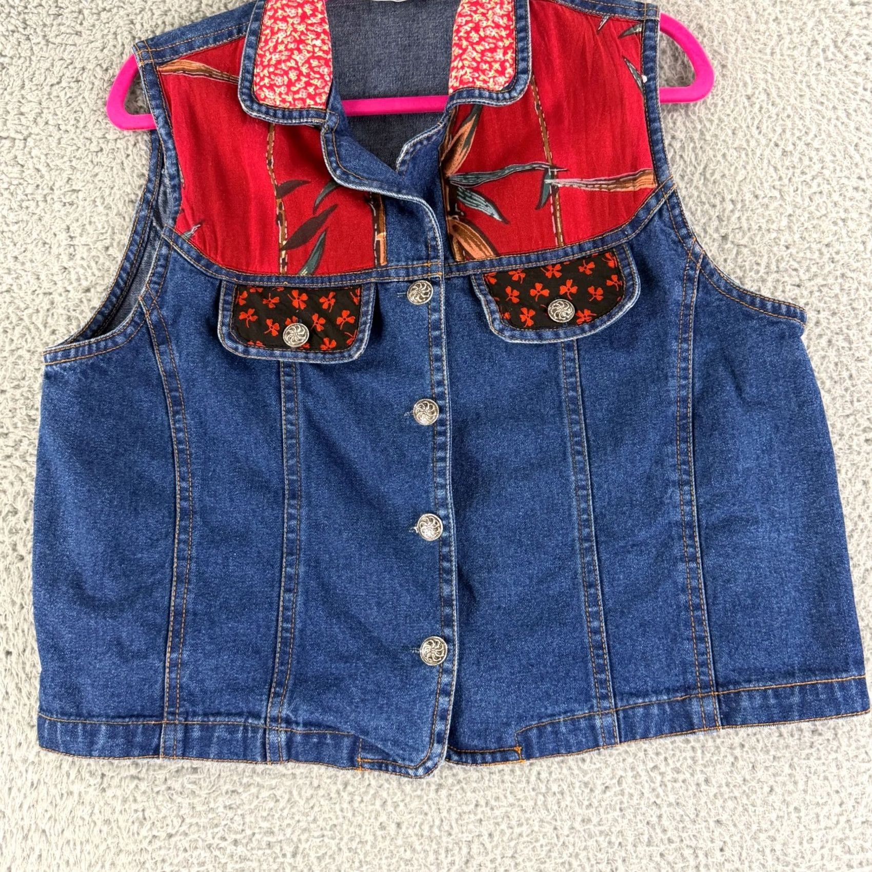 Vintage Shelly & Arnold Denim Vest, Boho Western Festival Style, Patchwork Blue Size M / US 6-8 / IT 42-44 - 4 Thumbnail