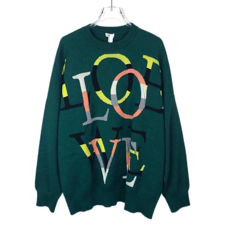 Loewe Loewe A green round-neck long-sleeved wool knitted cardiga Size M / US 6-8 / IT 42-44 - 1 Thumbnail