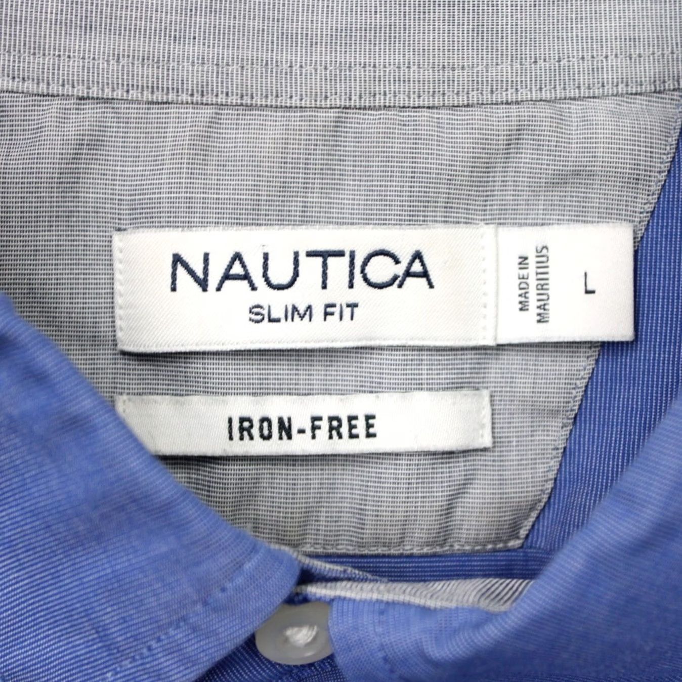 Nautica Nautica Shirt Mens Large Blue Slim Fit Button-Up Long Sleeve Cotton Spandex 98% Cotton 2% Stretch Size US L / EU 52-54 / 3 - 6 Thumbnail