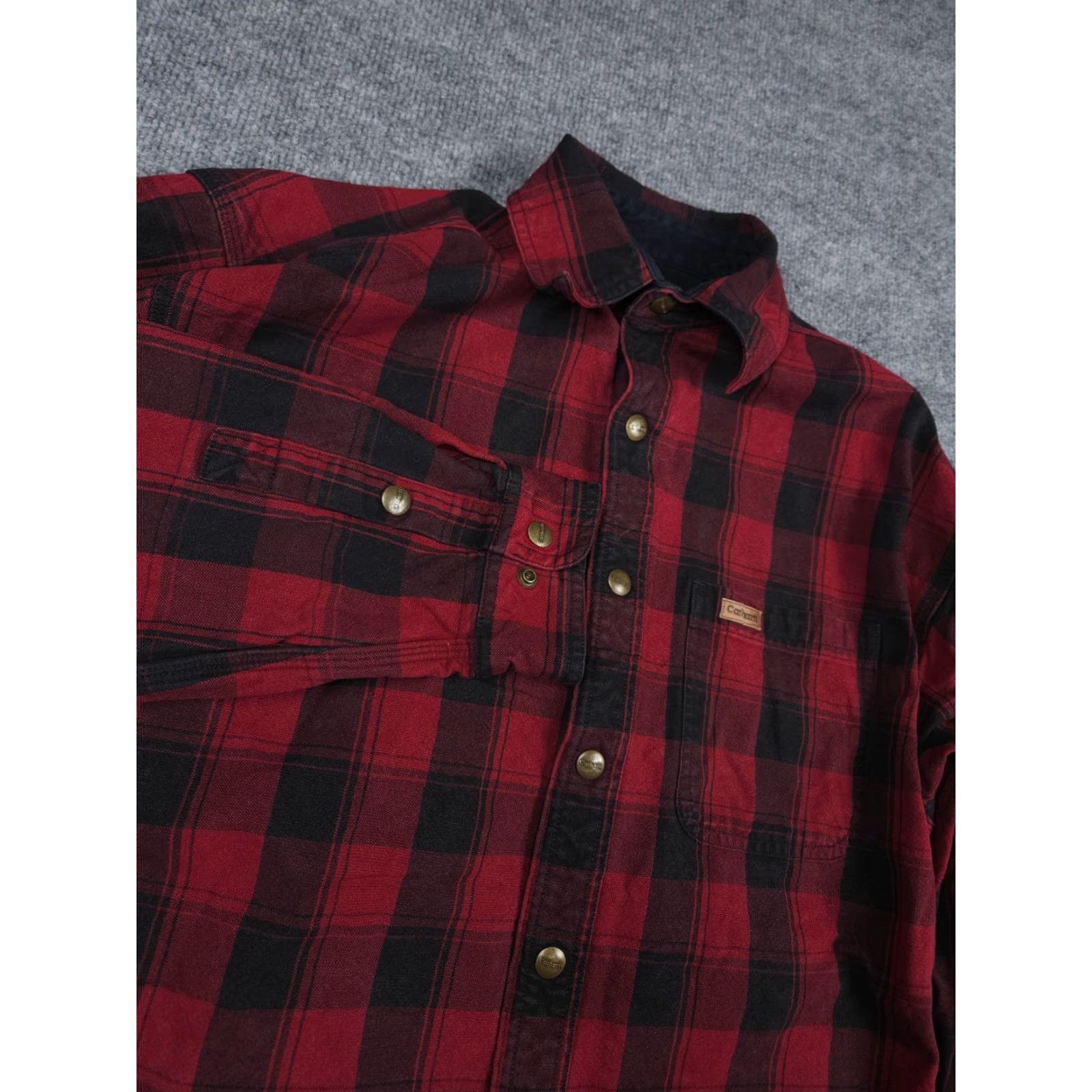 Carhartt VINTAGE Carhartt Jacket Coat Mens Small Plaid Lumberjack Snap Heavy Flannel S195DKR Size US S / EU 44-46 / 1 - 3 Thumbnail