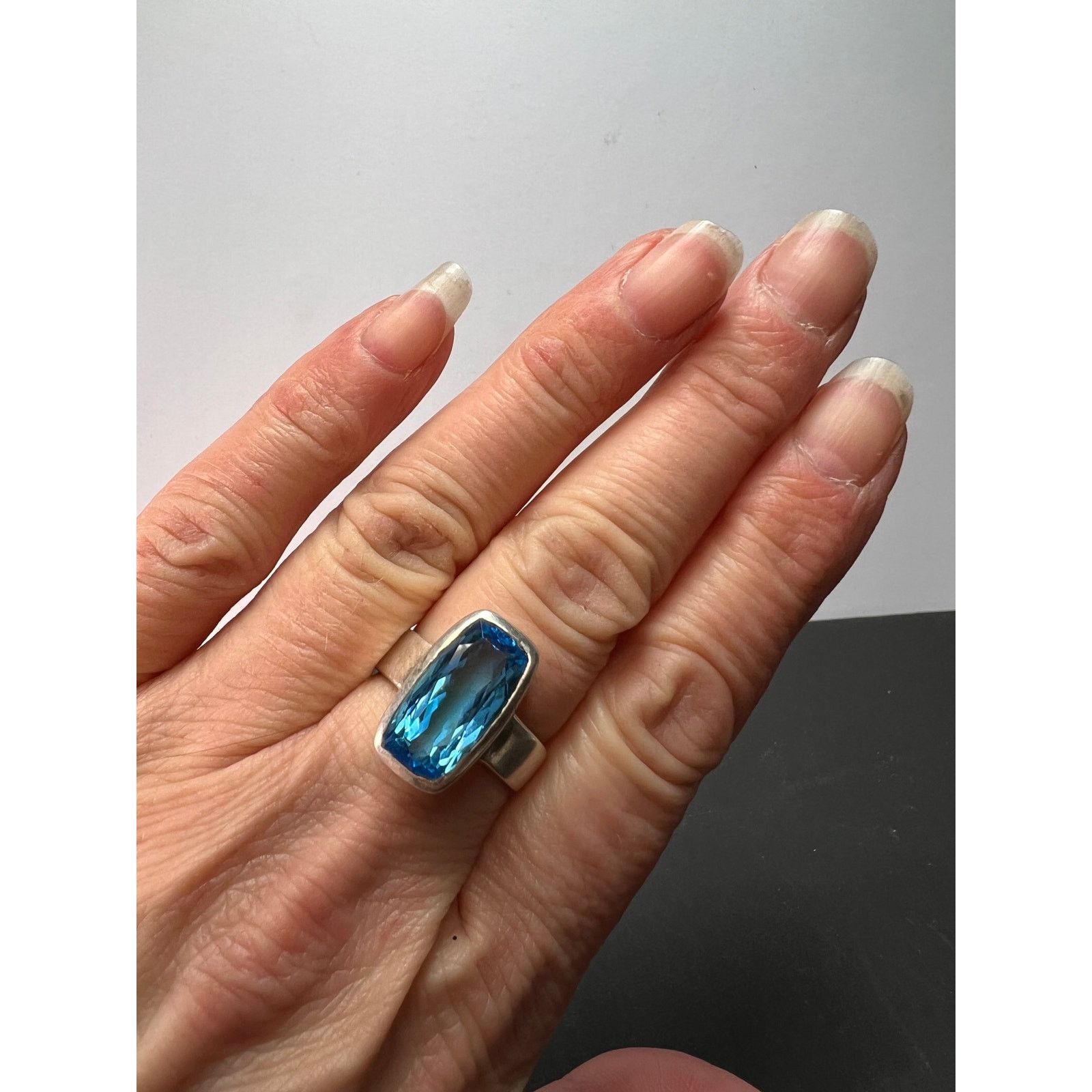 Other NEW Swiss blue topaz sterling silver ring size 8. 8.17 grams Size ONE SIZE - 9 Thumbnail