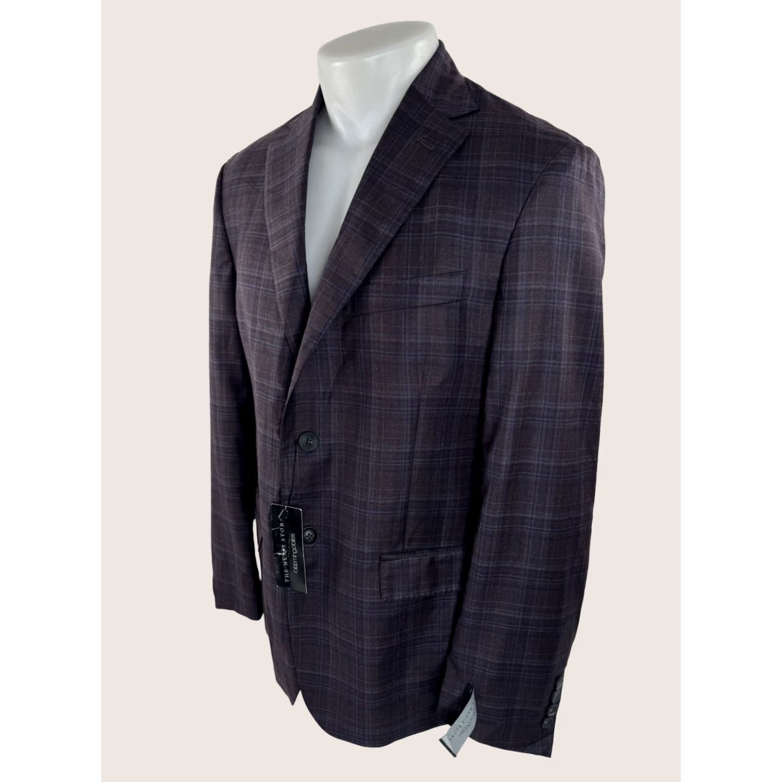 Bloomingdale's Bloomingdale's Blazer - Wool Plaid 40R - Men - Jacket - Purple / Blue - 548 MSRP Size 40R - 1 Thumbnail