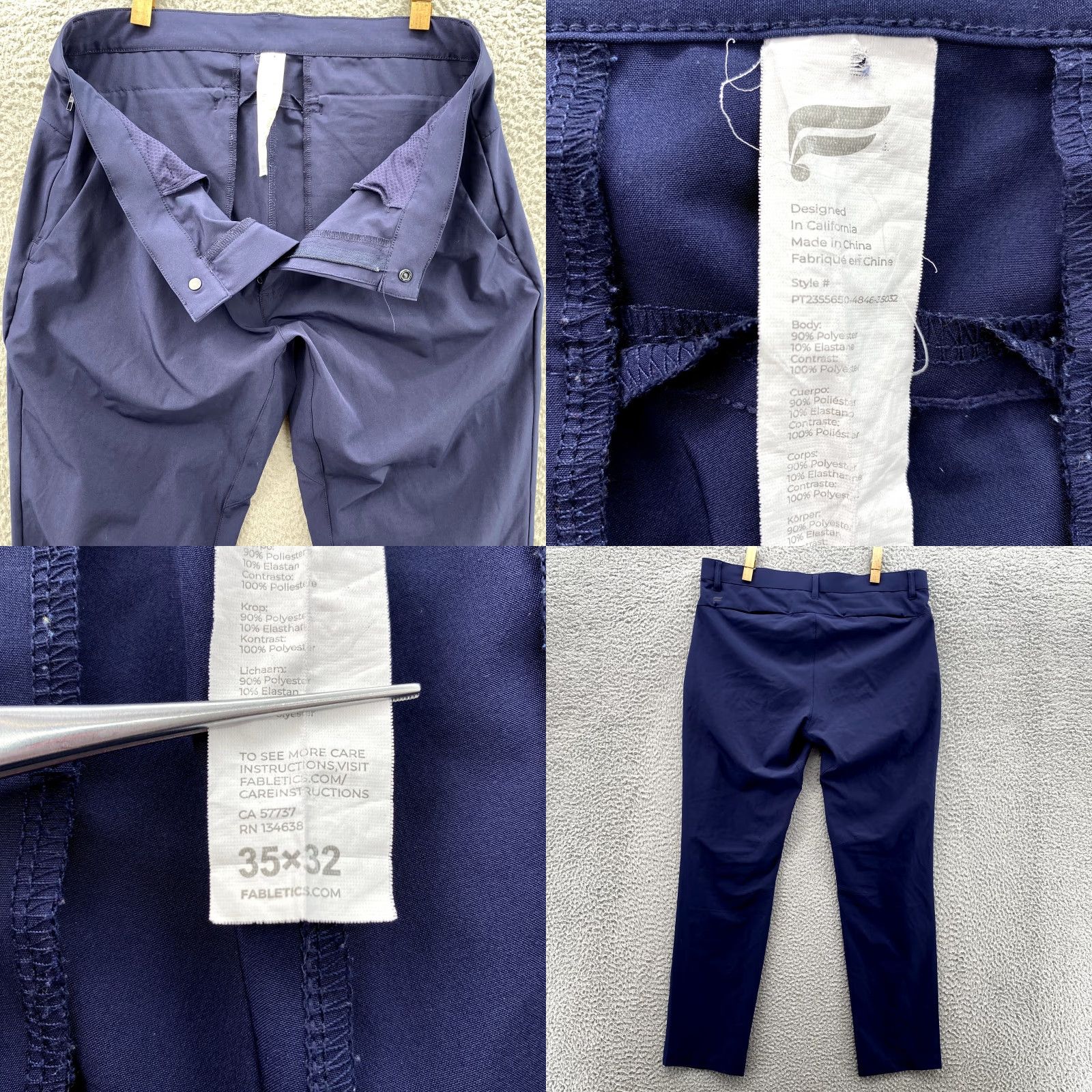 Fabletics Fabletics The Only Pants Men's 34x28 Blue Chino Performance Preppy Golf Travel, Athletic, Breathable, Lightweight, Stretch Size US 34 / EU 50 - 8 Thumbnail