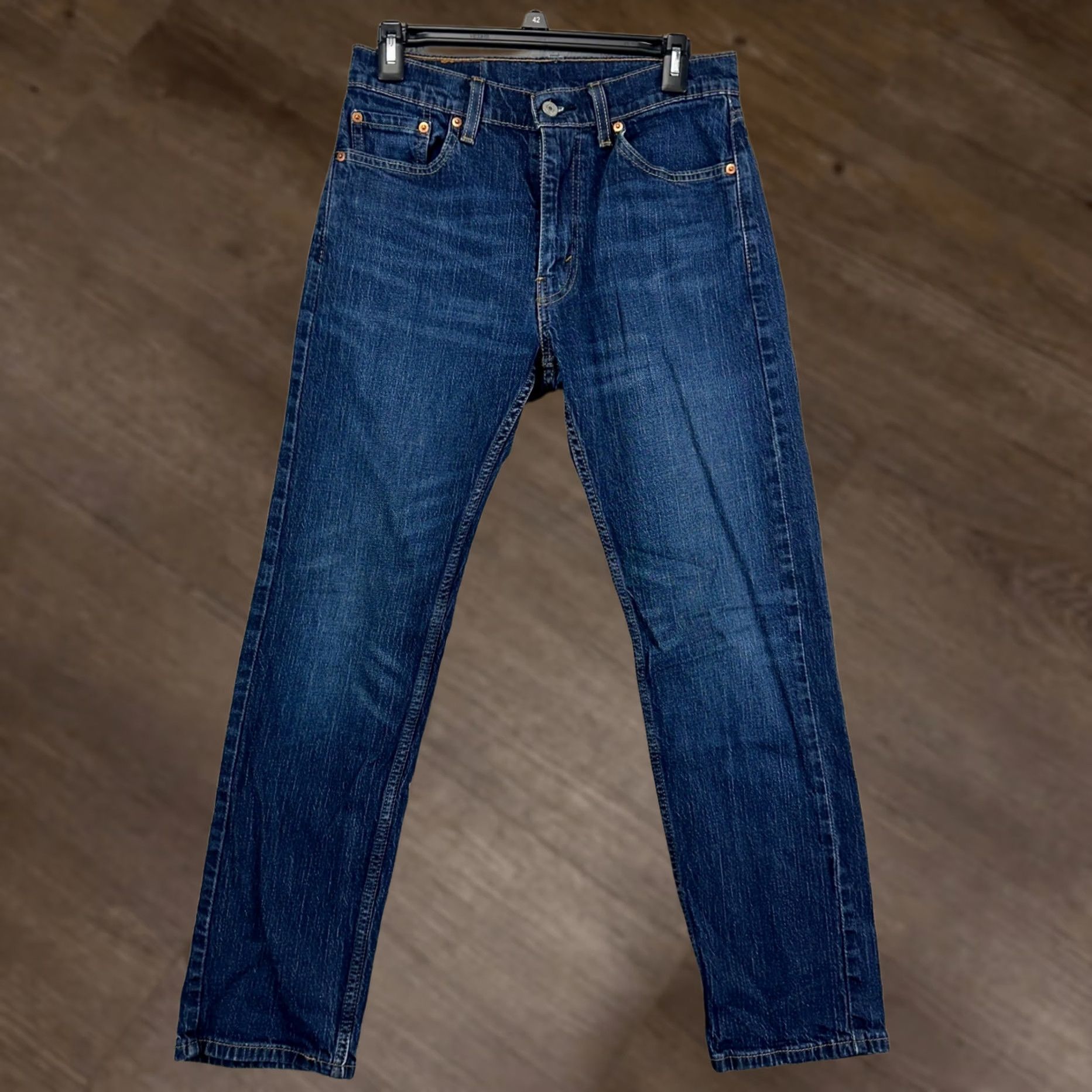 Levi's Levi's 505 Jeans Straight Leg Mens 30X30 Blue Distressed Red Tab Stretch Regular Denim Cotton Pockets Closure Button Vintage No Size US 30 / EU 46 - 1 Thumbnail