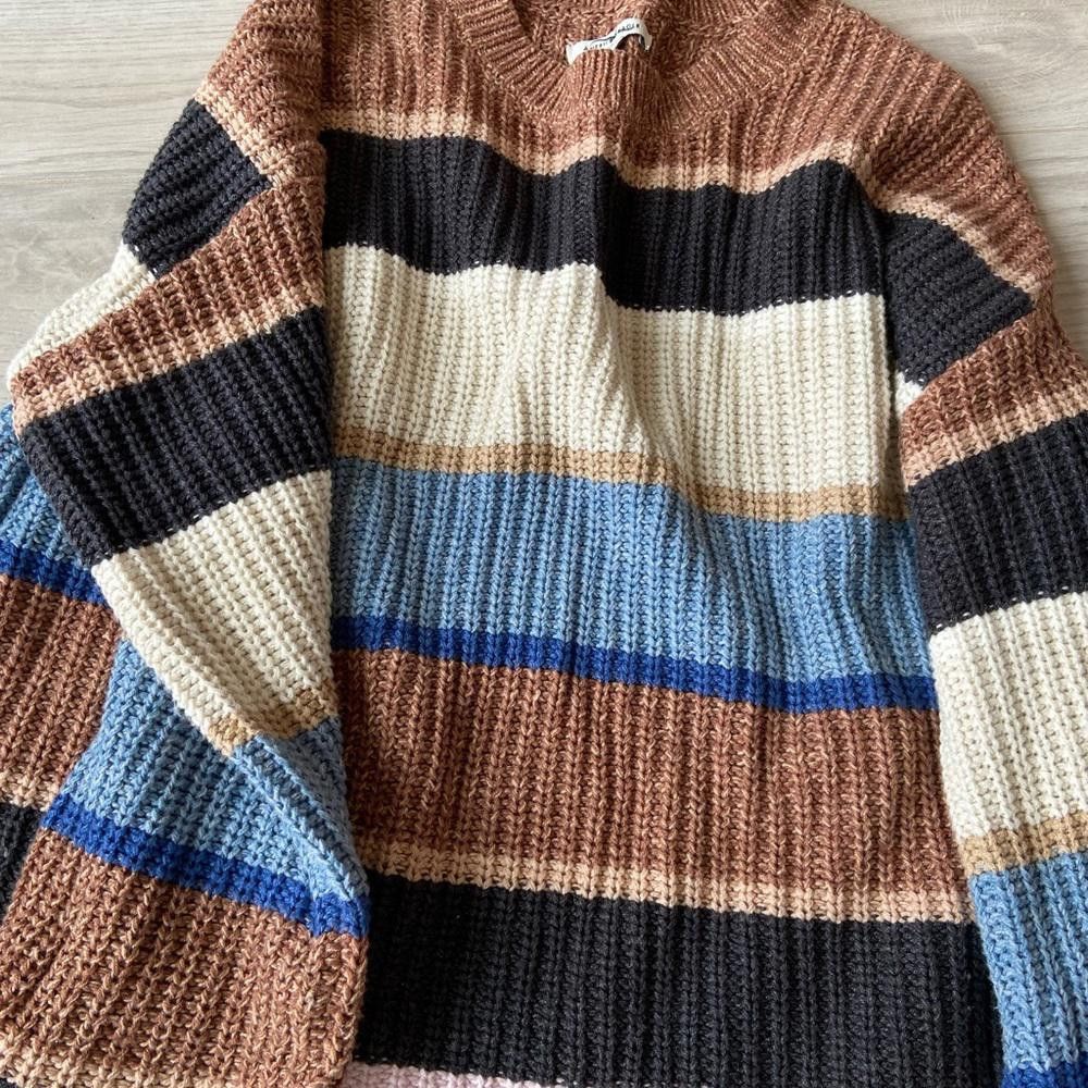 Designer Stylish Striped Knit Sweater - Cozy Fall Essential Size S / US 4 / IT 40 - 3 Thumbnail