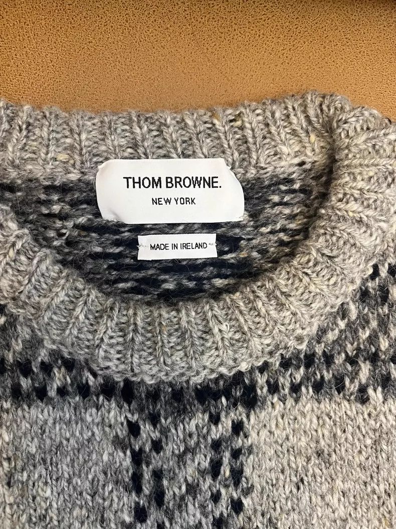 Thom Browne Thom Browne Grey checked sweater Size US S / EU 44-46 / 1 - 2 Thumbnail