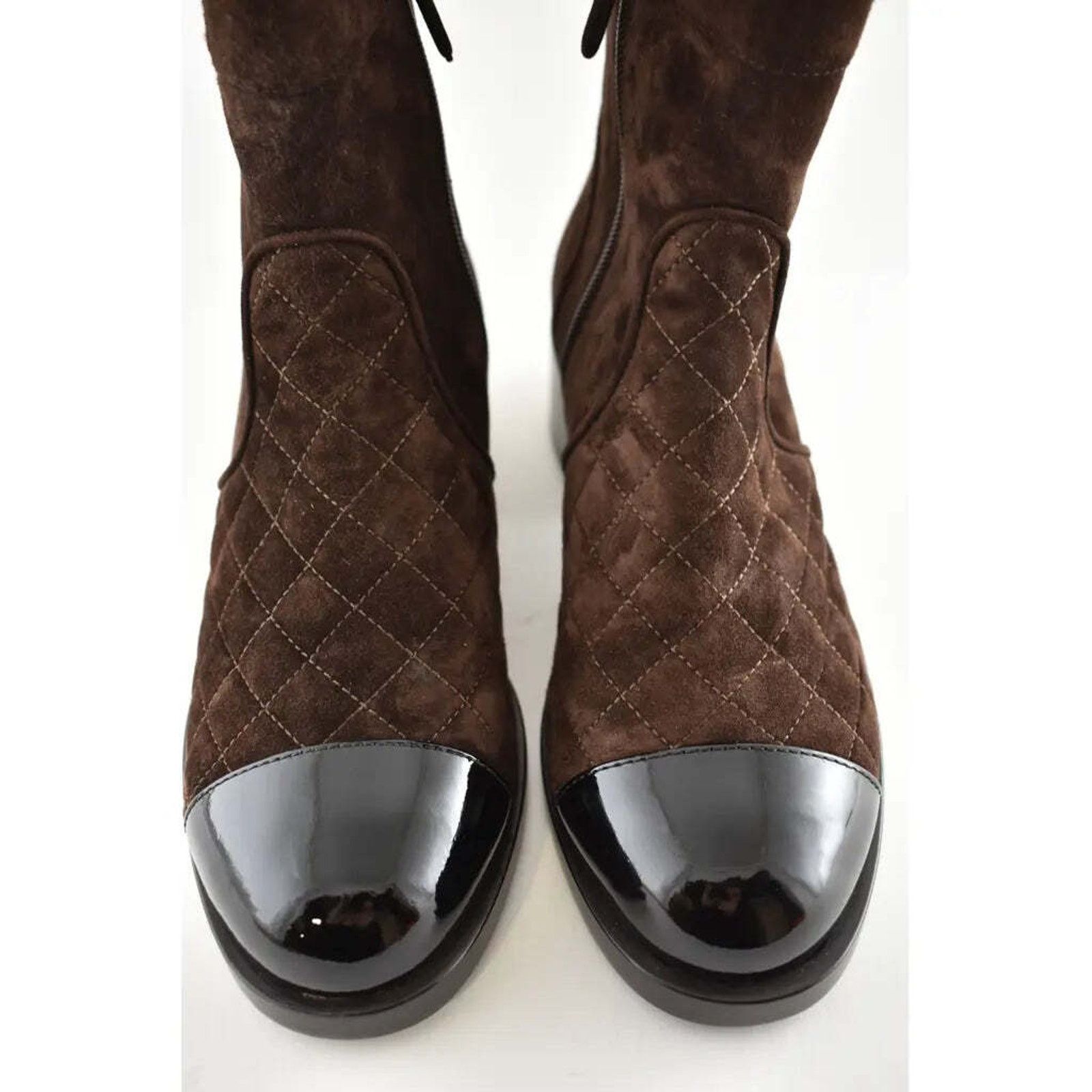 Chanel Chanel 20K Black Brown Suede Quilted Turnlock CC Patent Size US 10 / IT 40 - 5 Thumbnail
