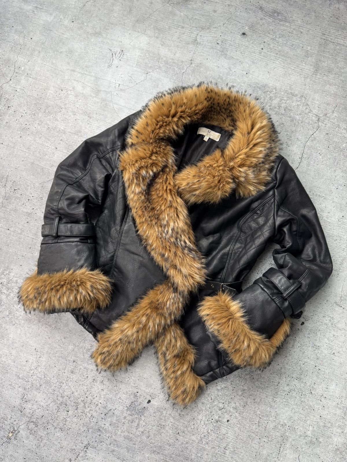 Japanese Brand × Vintage Sly Military Studded Fur Jacket lgb style