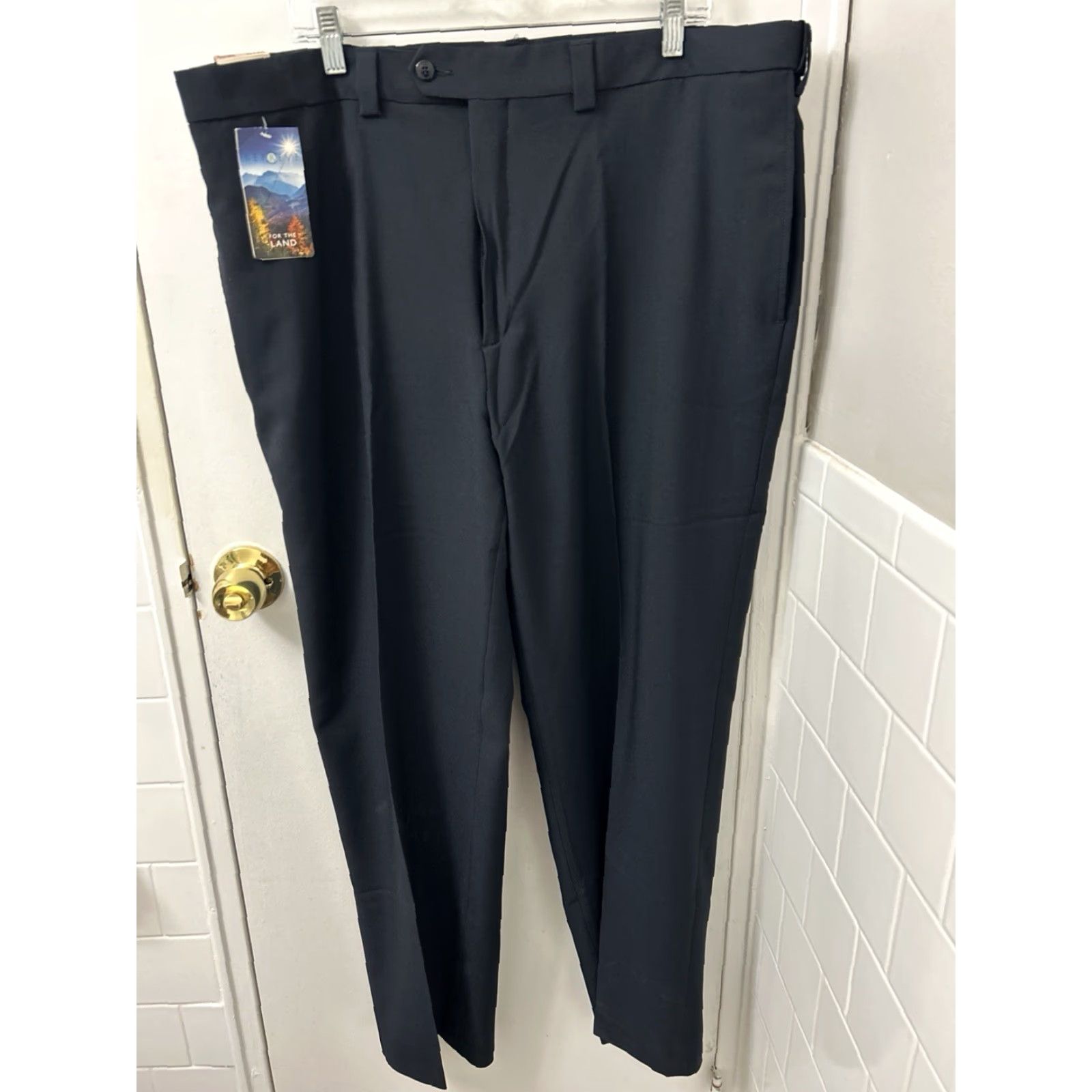 Haggar Haggar Dress Pants Mens 42x32 Navy Comfort Waistband Trousers NWT MSRP 70 5-Pocket Design Straight Leg Classic Fit Business Workwear Solid Blue Size US 42 / EU 58 - 6 Thumbnail