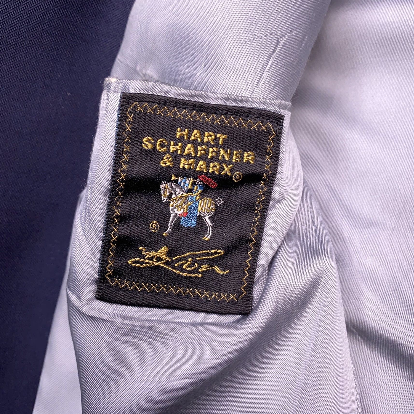 Hart Schaffner Marx Vintage Hart Schaffner Marx Sport Coat 42 Long Navy Gold Buttons Blazer Big? Size 42R - 5 Thumbnail