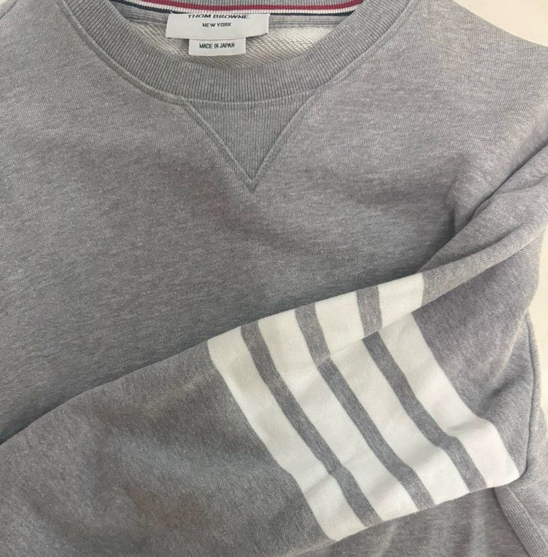 Thom Browne Gray Sweatshirt with Stripes - dmc