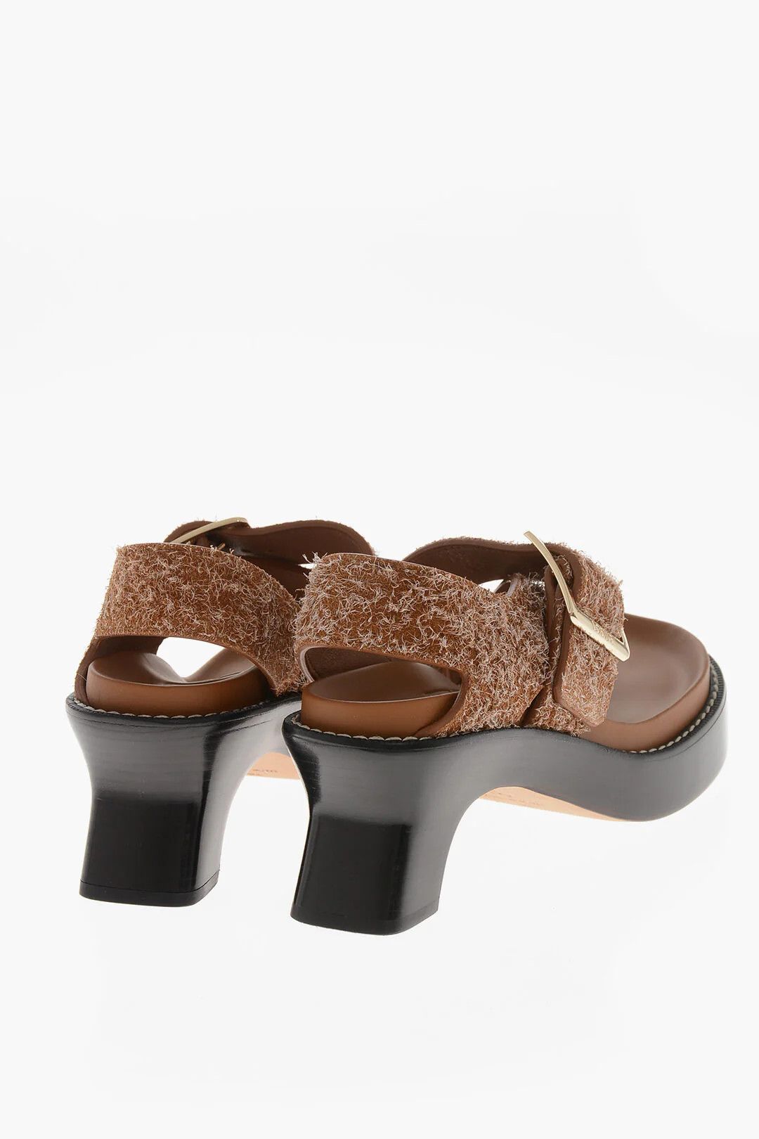 Loewe og1mm0426 Textured Leather Sandals in Brown Size US 6 / IT 36 - 2 Thumbnail