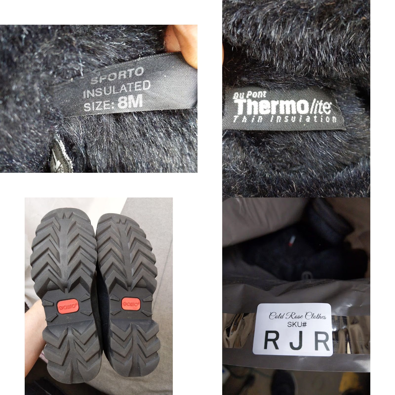 Vintage Sporto Womens Boots Snow Warm Insulated Black Mid-Calf Faux Fur Winter Leather 8M Womens Mens? Size US 8 / IT 38 - 8 Thumbnail