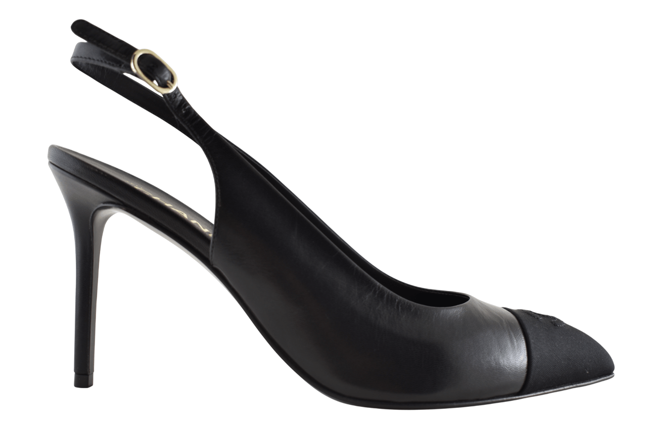 Chanel 24A Leather CC Logo Slingback Pointed Heel Pump 42