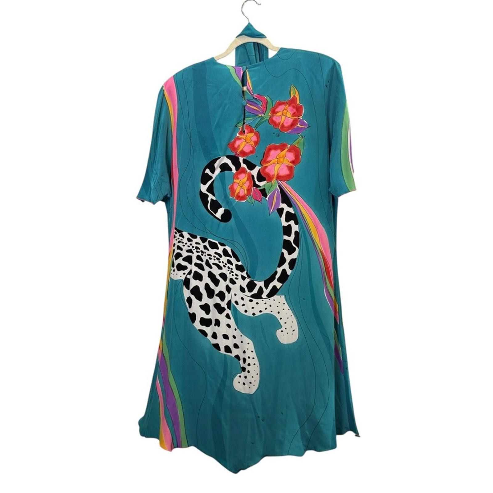 Other Yolanda Lorente Vintage Art to Wear Silk Midi Dress sz L Size L / US 10 / IT 46 - 2 Thumbnail