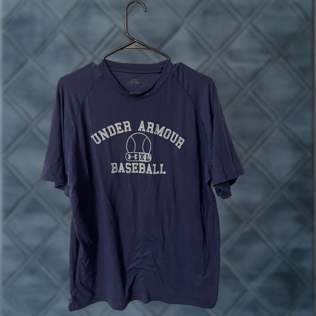 Under Armour Under Armour T-Shirt Baseball Men's XL Short Sleeve Blue Crew Neck Logo Graphic Modern Sports Cotton Canvas Regular Fit Size US XL / EU 56 / 4 - 1 Thumbnail