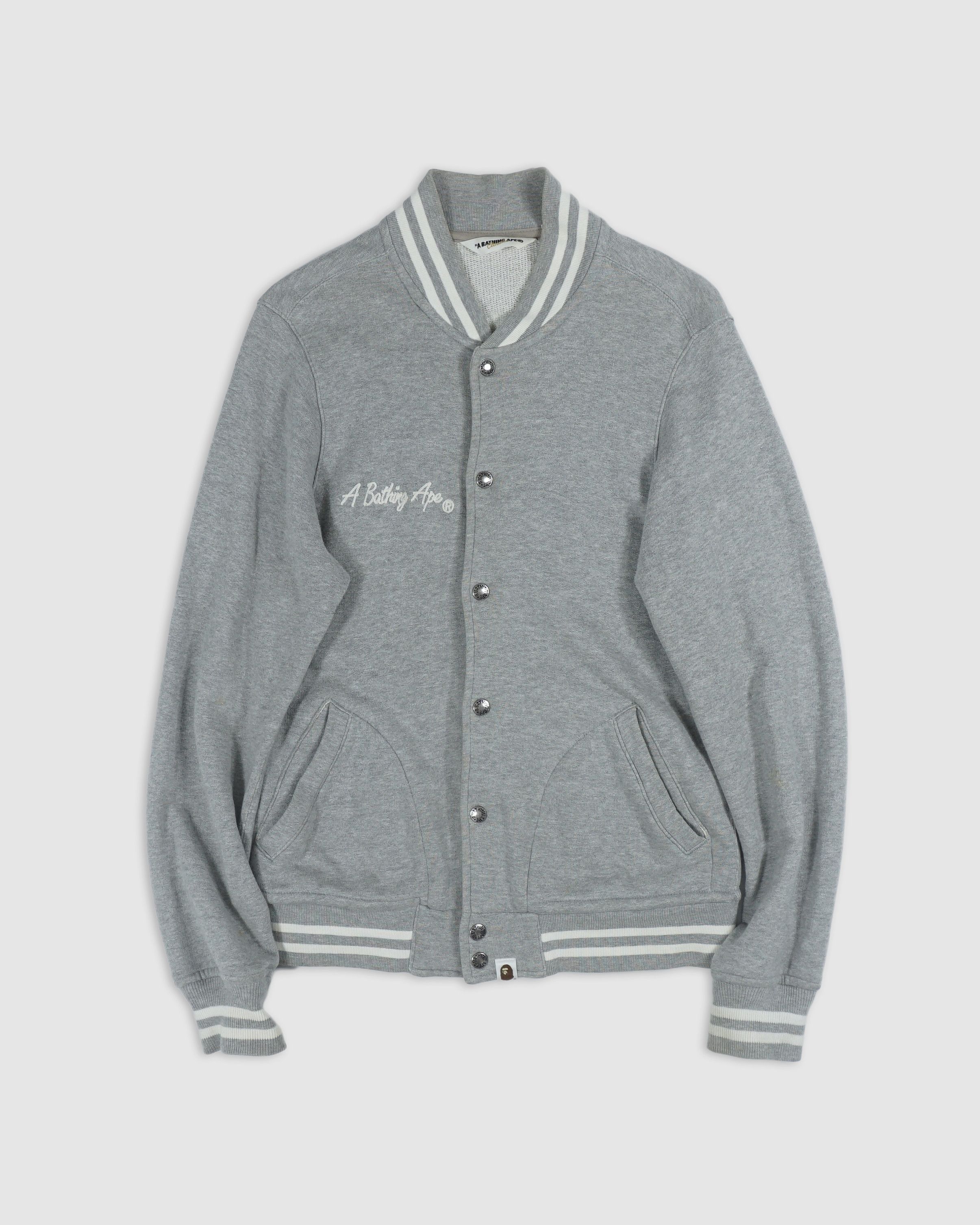 image of Bape General Made Stadium Jacket (2007) in Grey, Men's (Size Small)