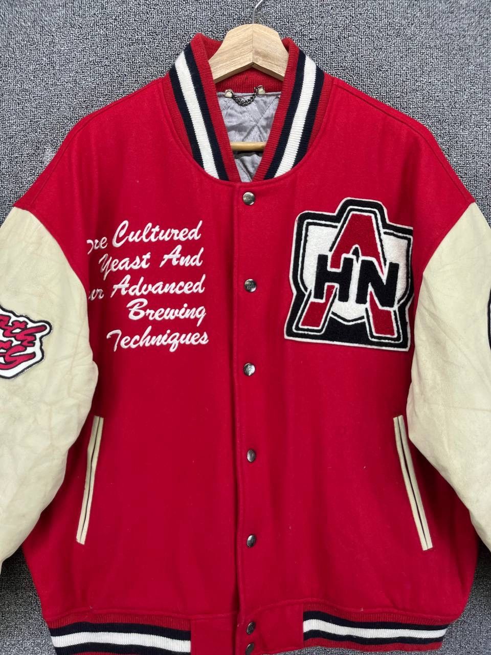 Japanese Brand Vintage Asahi Honnama Rare Wool Varsity Leather Jacket Size US M / EU 48-50 / 2 - 6 Thumbnail