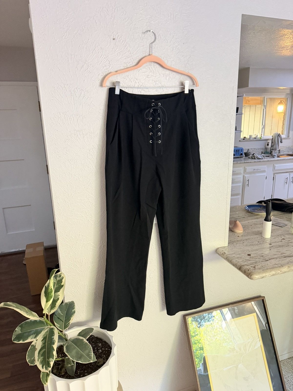 A.L.C. A.L.C. Estrada high waisted wide leg black trouser pants 10 Size 32" / US 10 / IT 46 - 11 Thumbnail