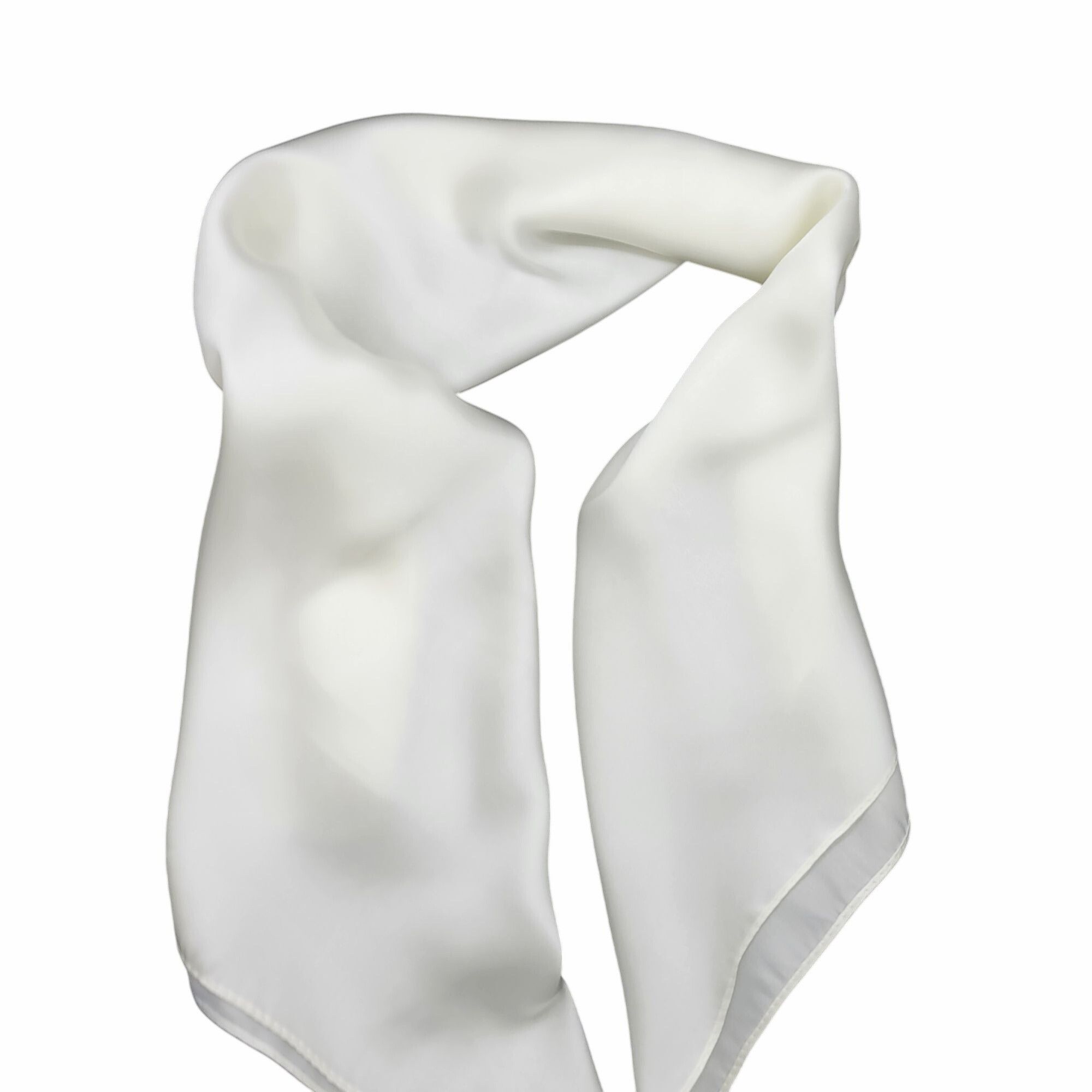 Other ✨✨Elegant Bandana Square Silky Scarf White Solid Soft Wrap V Size ONE SIZE - 2 Thumbnail