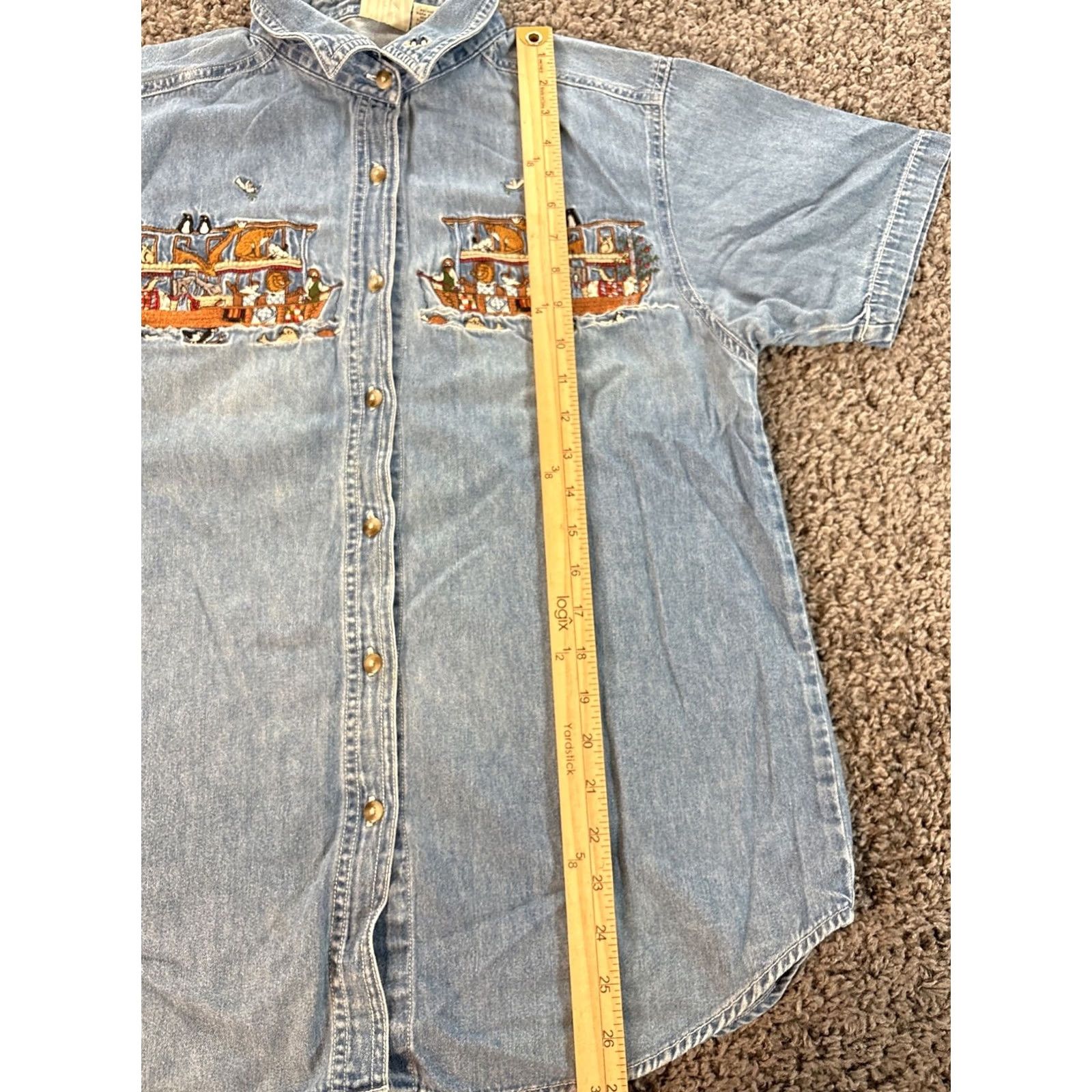 Vintage VINTAGE Quiz Again Shirt Mens Medium Denim Jesus Noahs Arc Christian 90s Blue Button Size US M / EU 48-50 / 2 - 2 Thumbnail