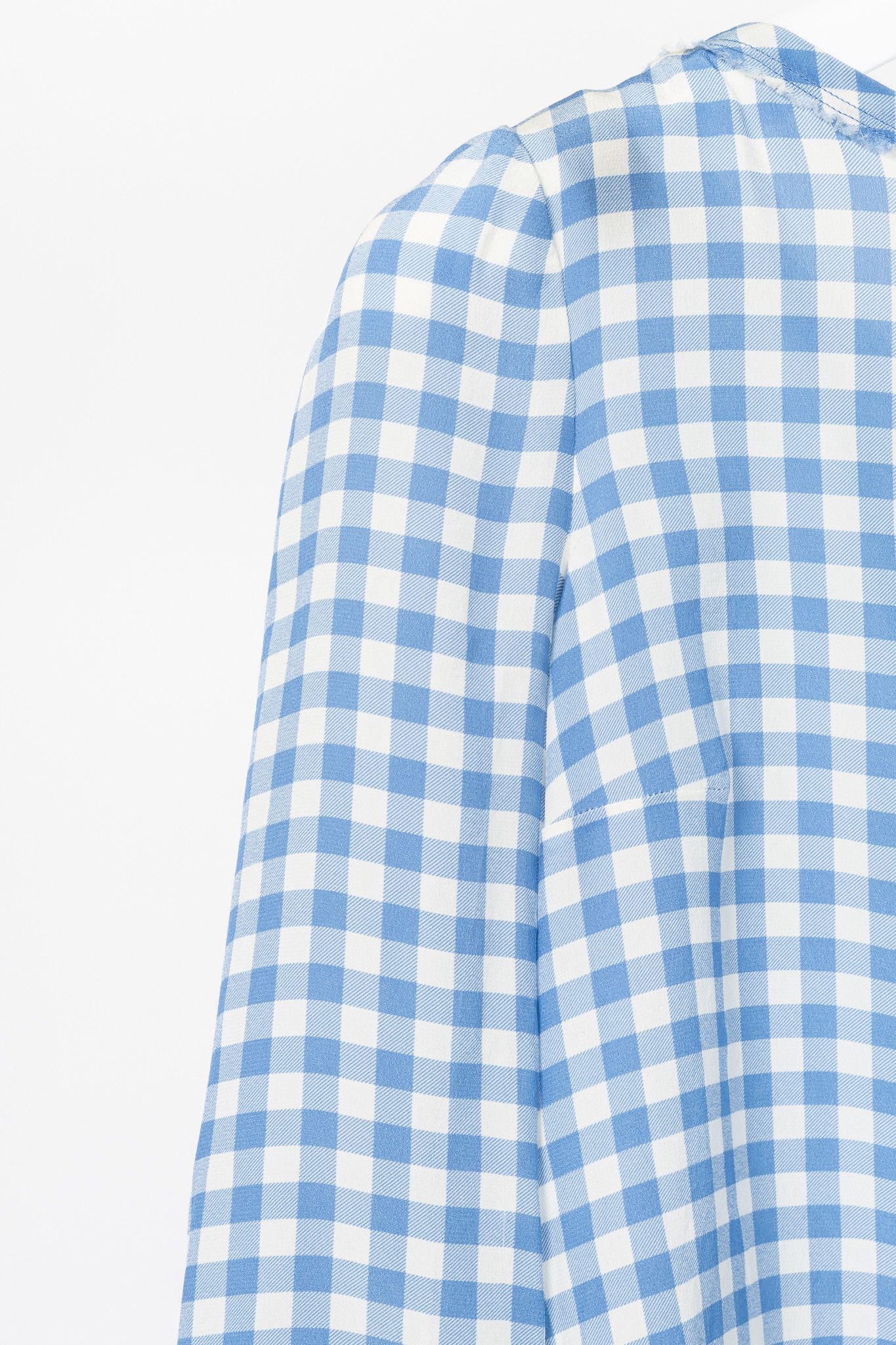 Prada Prada AW13 Blue Gingham Silk Crepe Blouse Size S / US 4 / IT 40 - 4 Thumbnail