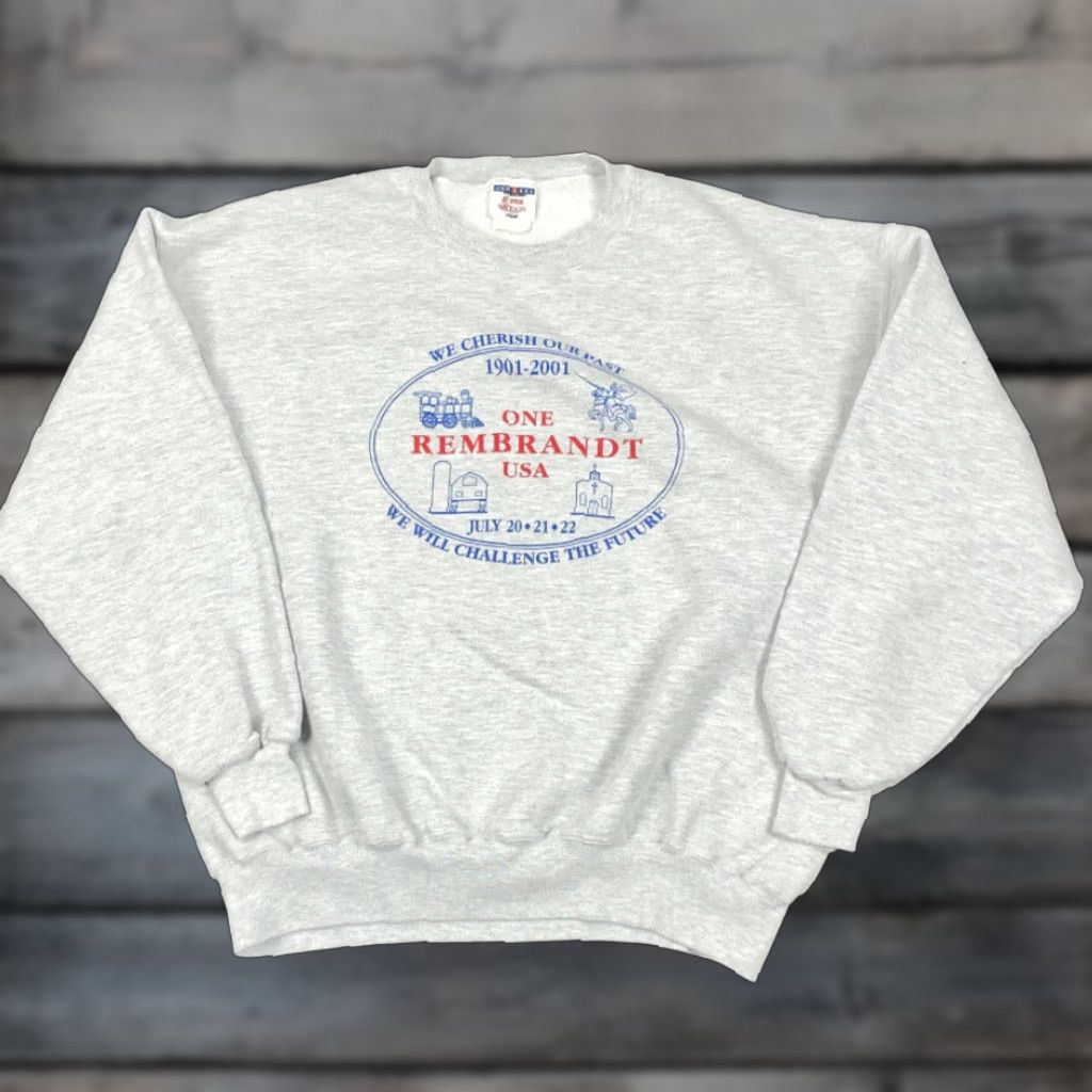 Jerzees Vintage Y2K Jerzees Super Sweats Rembrandt USA Sweatshirt Adult XL Gray Graphic Pullover 2001 Size US XL / EU 56 / 4 - 1 Thumbnail
