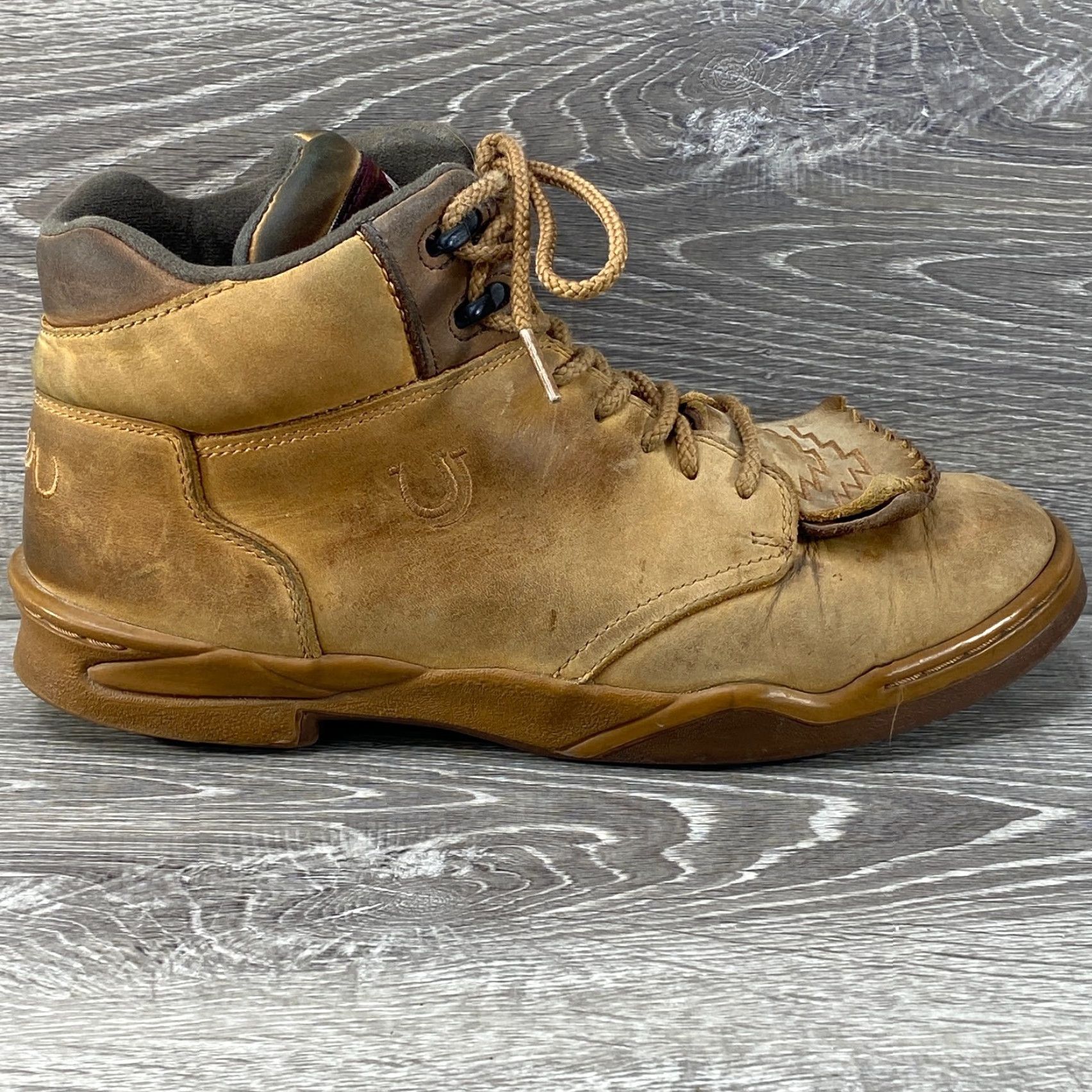 Roper Roper Horseshoes Mens 8.5 Cowboy Boots Brown Leather Lace Up Kiltie Boot Size US 8 / EU 41 - 2 Thumbnail