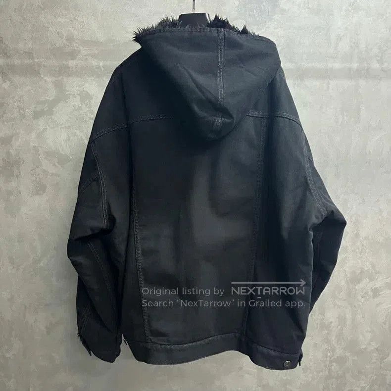 Balenciaga Balenciaga Black Fur Collar Denim Jacket. Size US XS / EU 42 / 0 - 2 Thumbnail