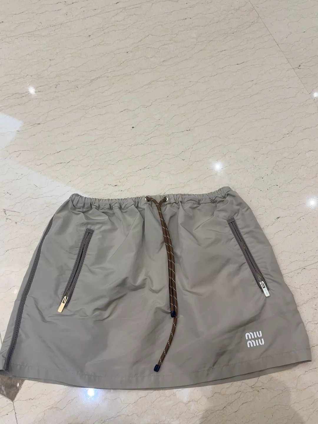 Miu Miu Miu Miu Drawstring Midi Skirt in Khaki Size US 38 / EU 54 - 1 Thumbnail