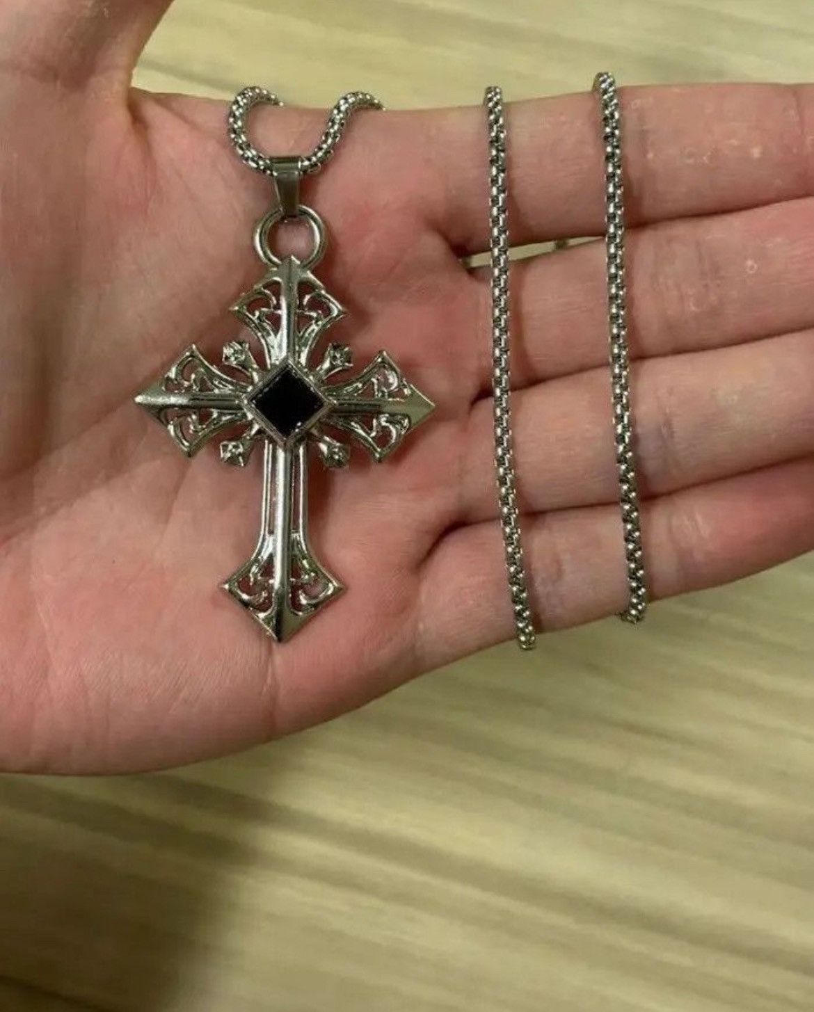 Japanese Brand × Vintage Black Ore Cross Necklace Size ONE SIZE - 1 Thumbnail