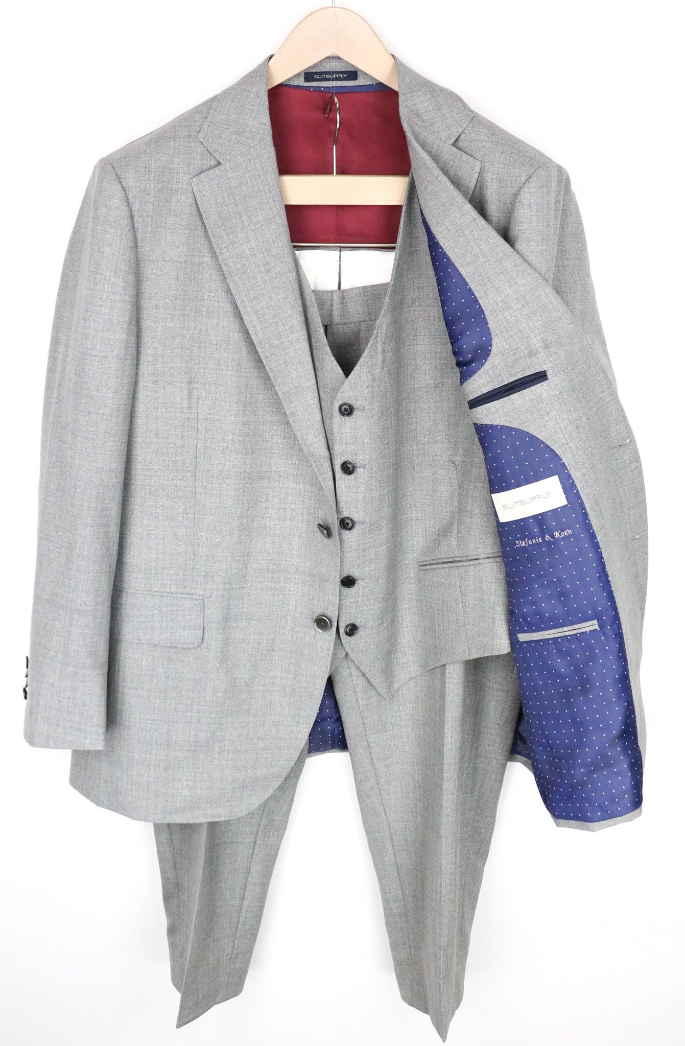 Suitsupply LA SPALLA UK50S Wool Grey 3 Piece Suit 73306 Size 50S - 1 Thumbnail