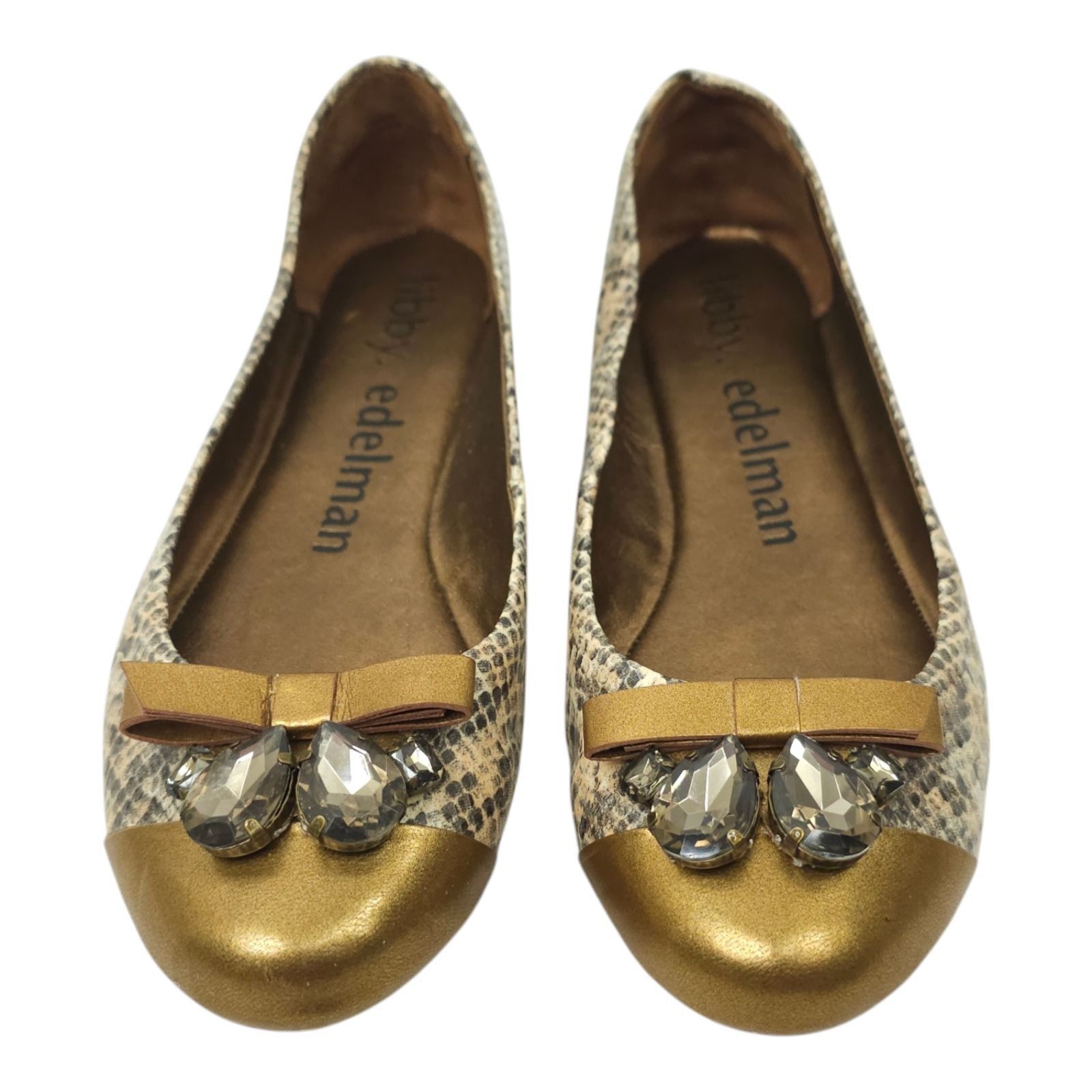 Other Libby Edelman Snakeskin Print Flats Women 8.5 M Bow Size US 8.5 / IT 38.5 - 10 Thumbnail