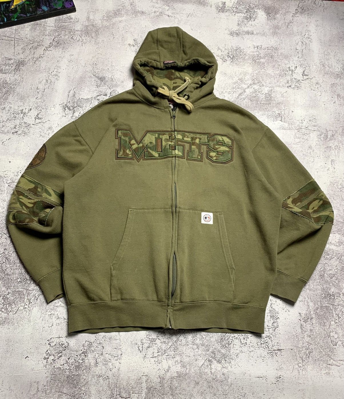 MLB Vintage NY New York Mets Camo Green Stitches Hoodie Size Size US L / EU 52-54 / 3 - 3 Thumbnail
